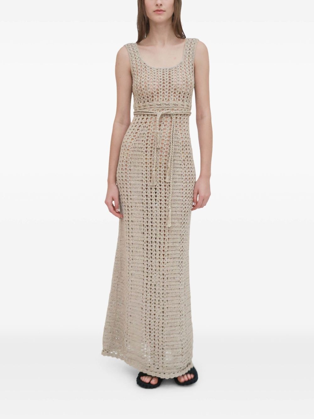 crochet-knit midi dress - 2