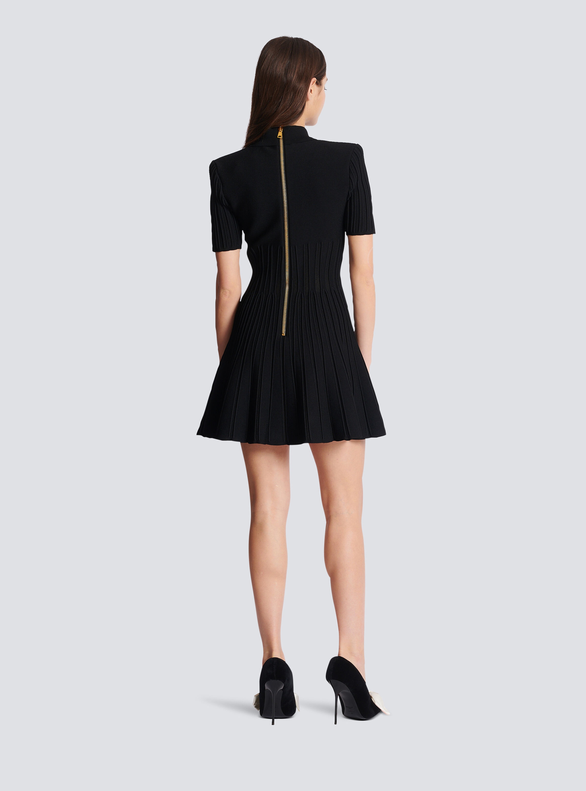 Short flared ribbed knit dress - 4