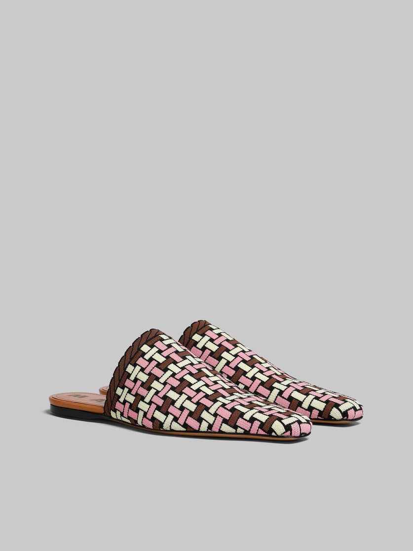 LIGHT YELLOW BROWN AND PINK JACQUARD MULE - 2