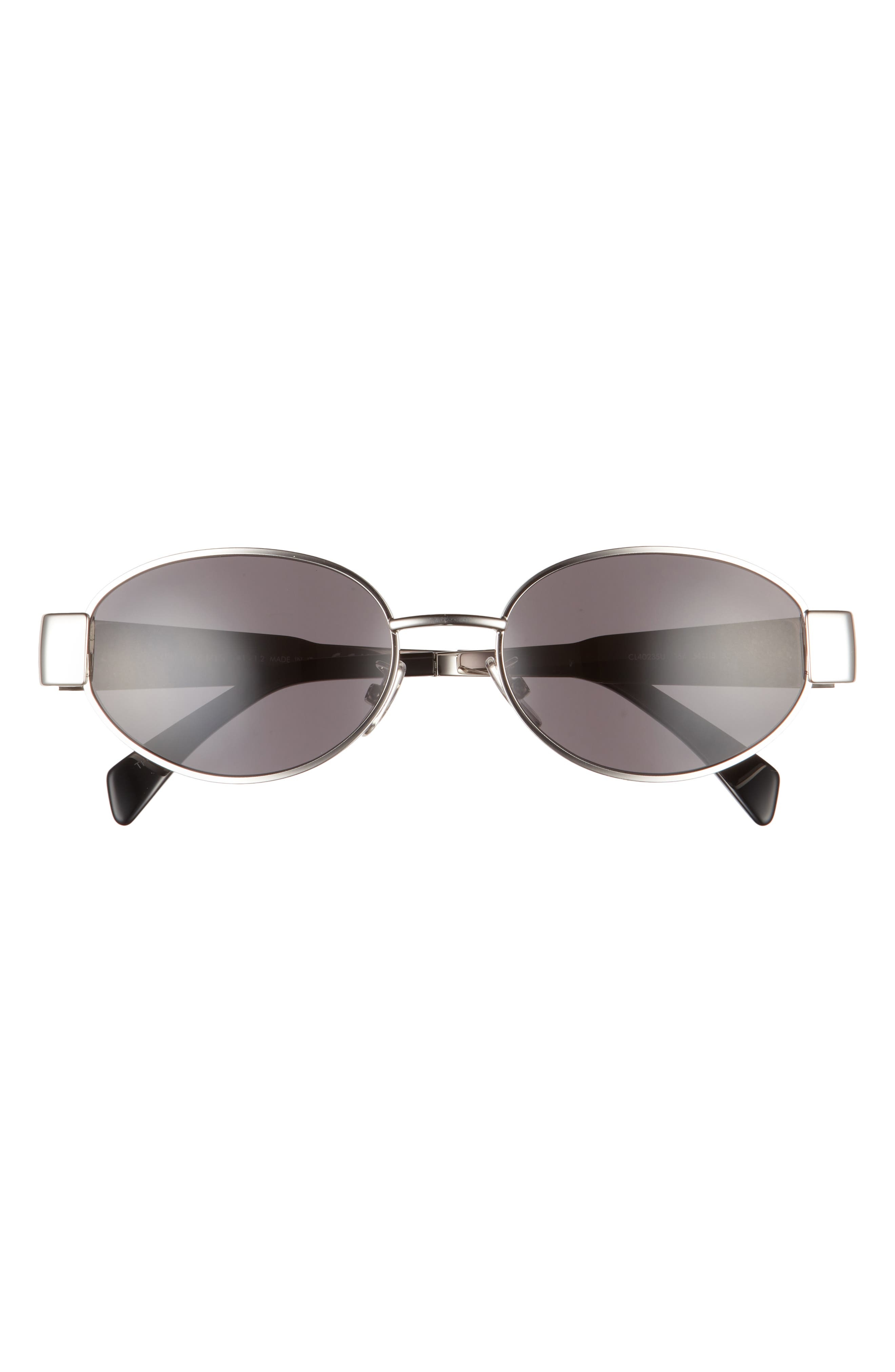 CELINE Triomphe 54mm Oval Sunglasses in Shiny Palladium /Smoke at Nordstrom - 1