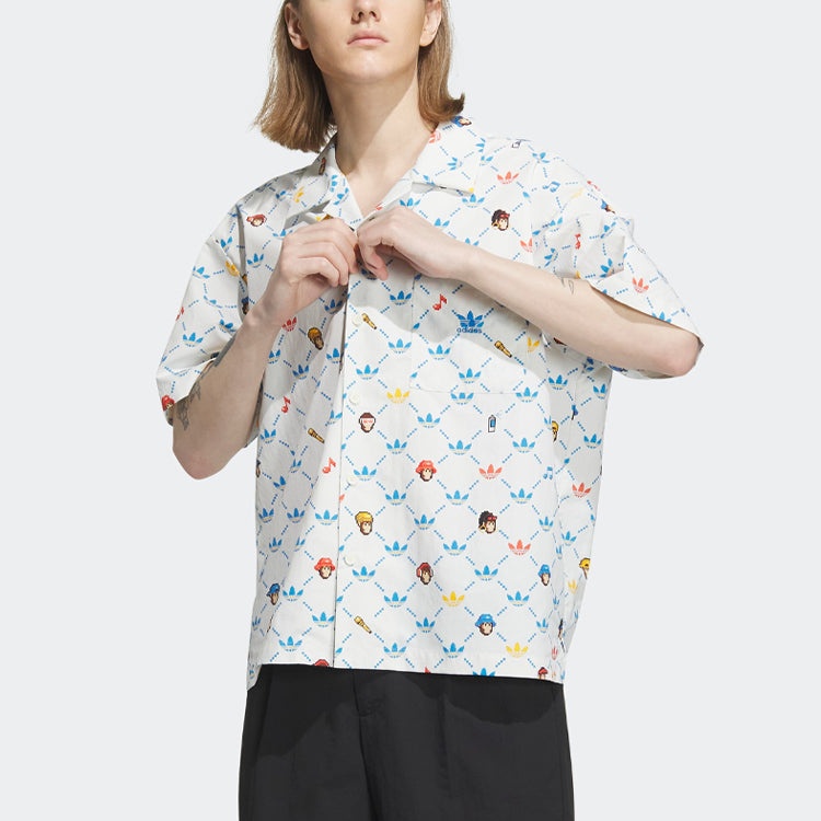 adidas originals x Monkey Kingdom Allover Print Shirt 'White Multicolor' IP1803 - 2