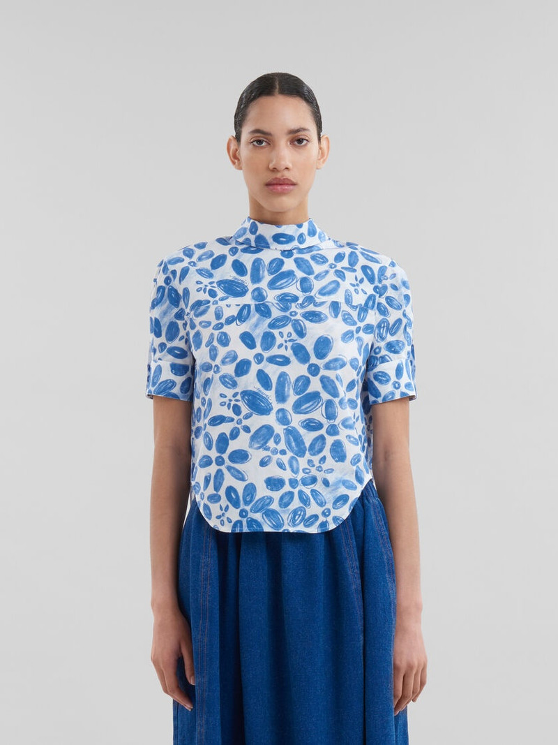Marni WHITE ORGANIC POPLIN BACKWARDS SHIRT WITH BLOOMING PRINT outlook