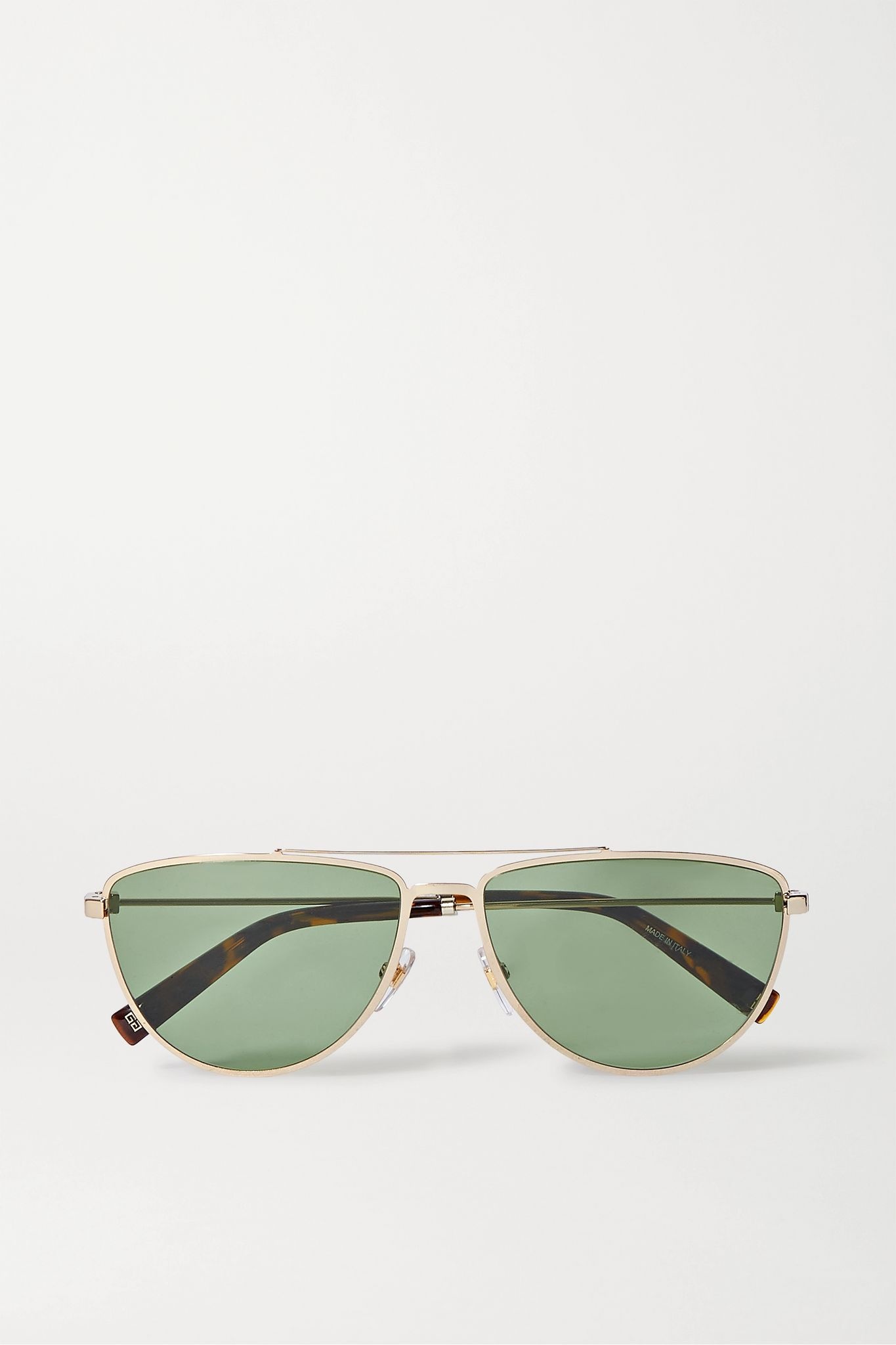 Aviator-style gold-tone and tortoiseshell acetate sunglasses - 1