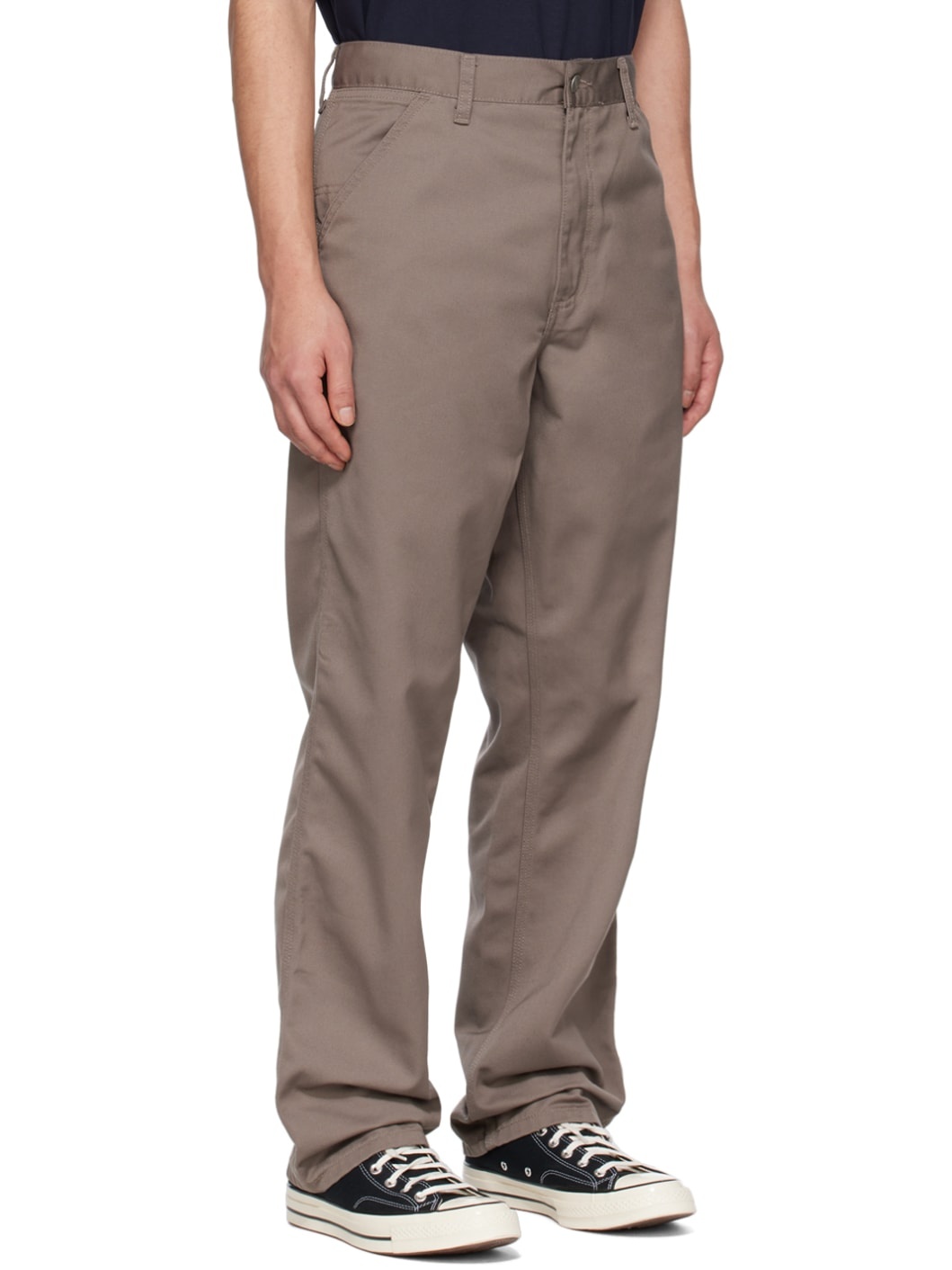 Taupe Simple Trousers - 2