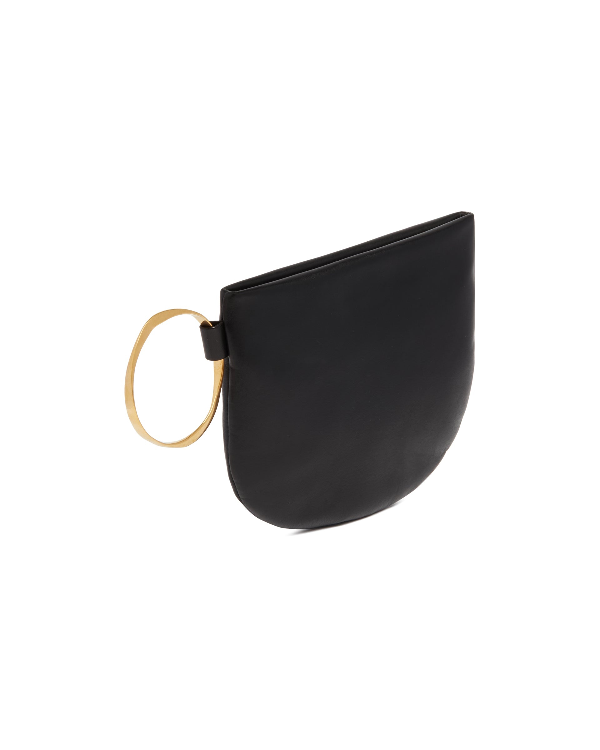 Black Geo Leather Clutch with Bracelet - 6