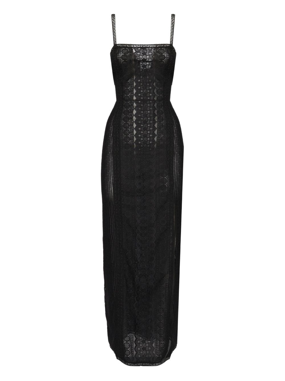 lace-panelled maxi dress - 1