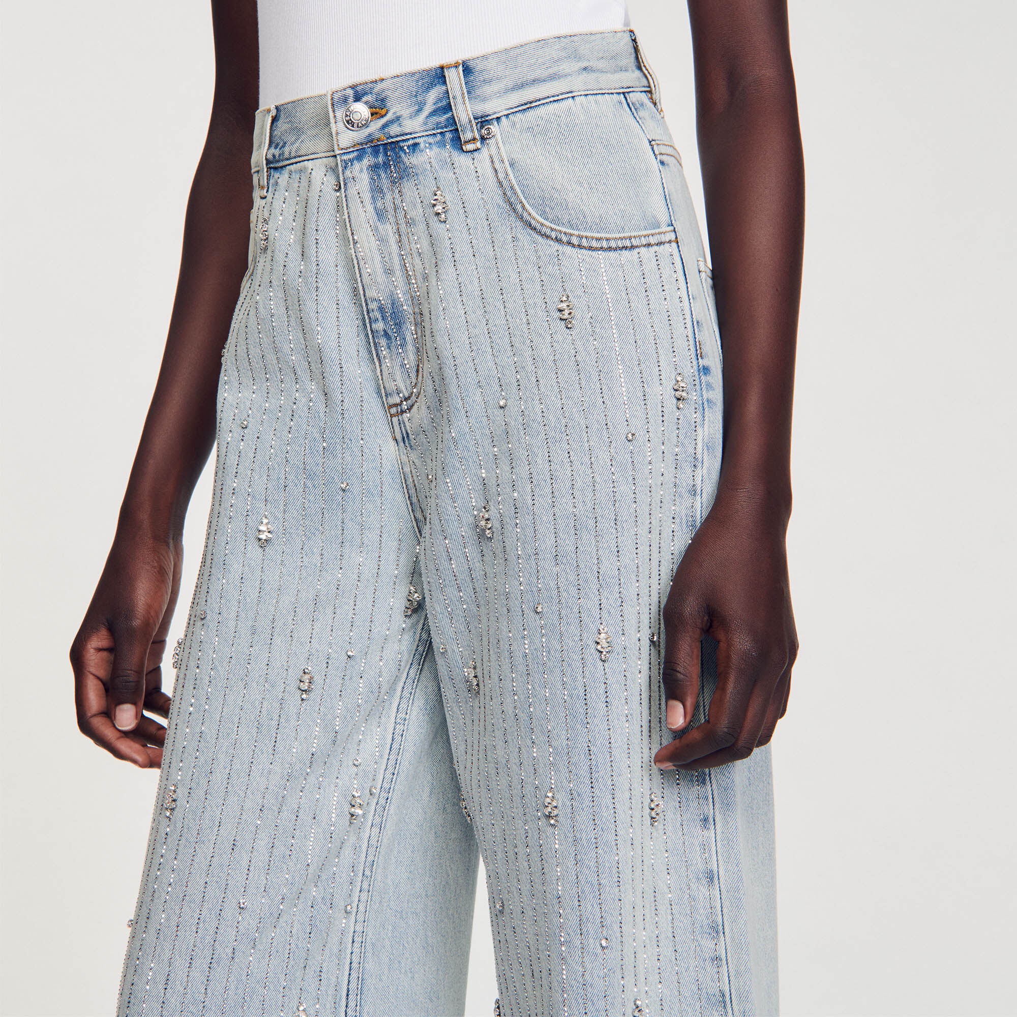 RHINESTONE-EMBELLISHED JEANS - 4