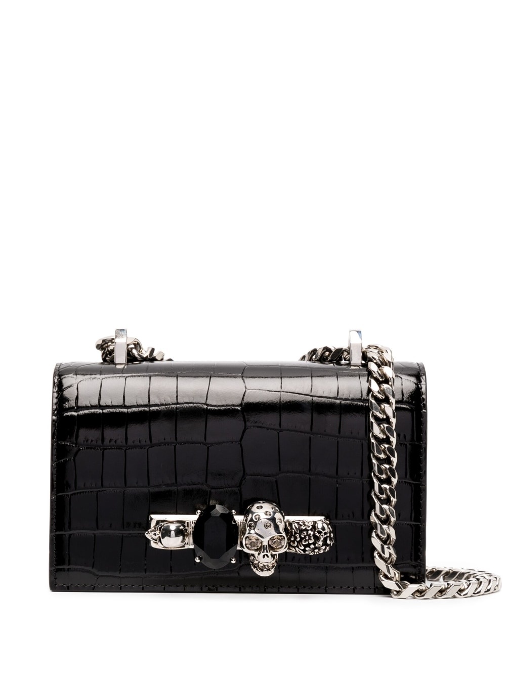 mini Jewelled crocodile-embossed shoulder bag - 1