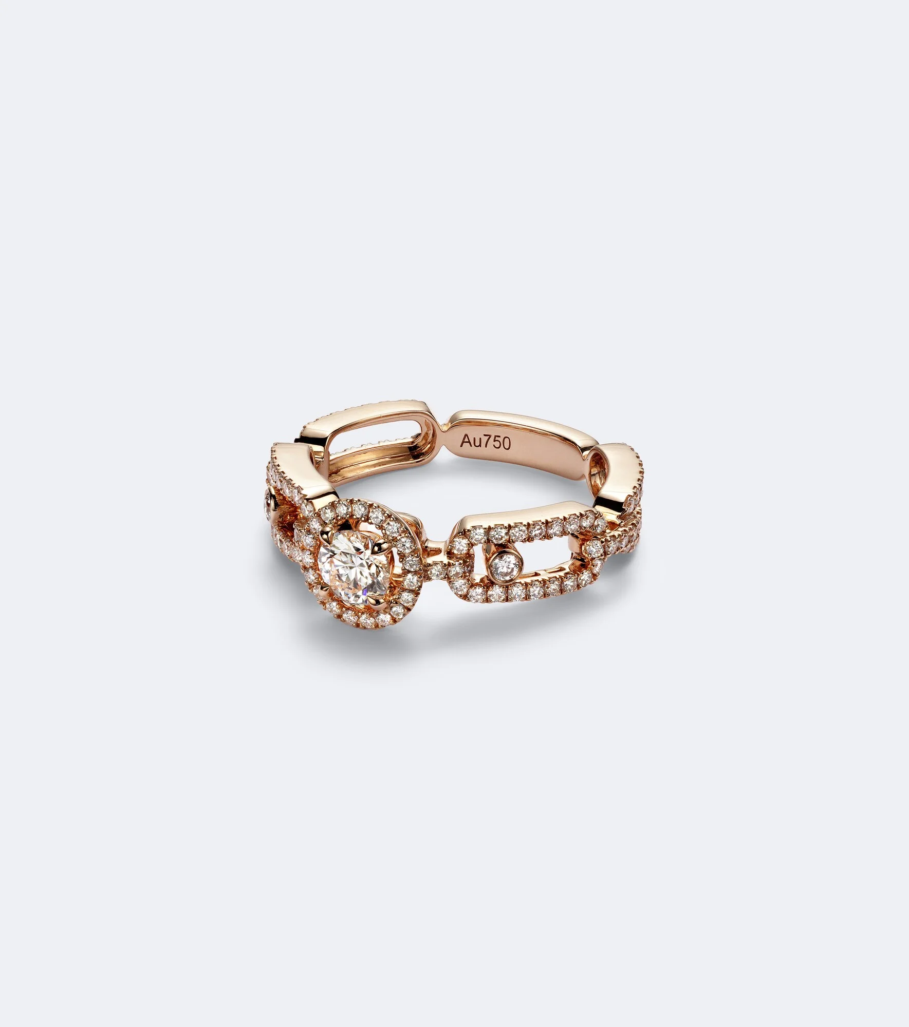 Move Link Small 18kt rose gold ring with diamonds - 1