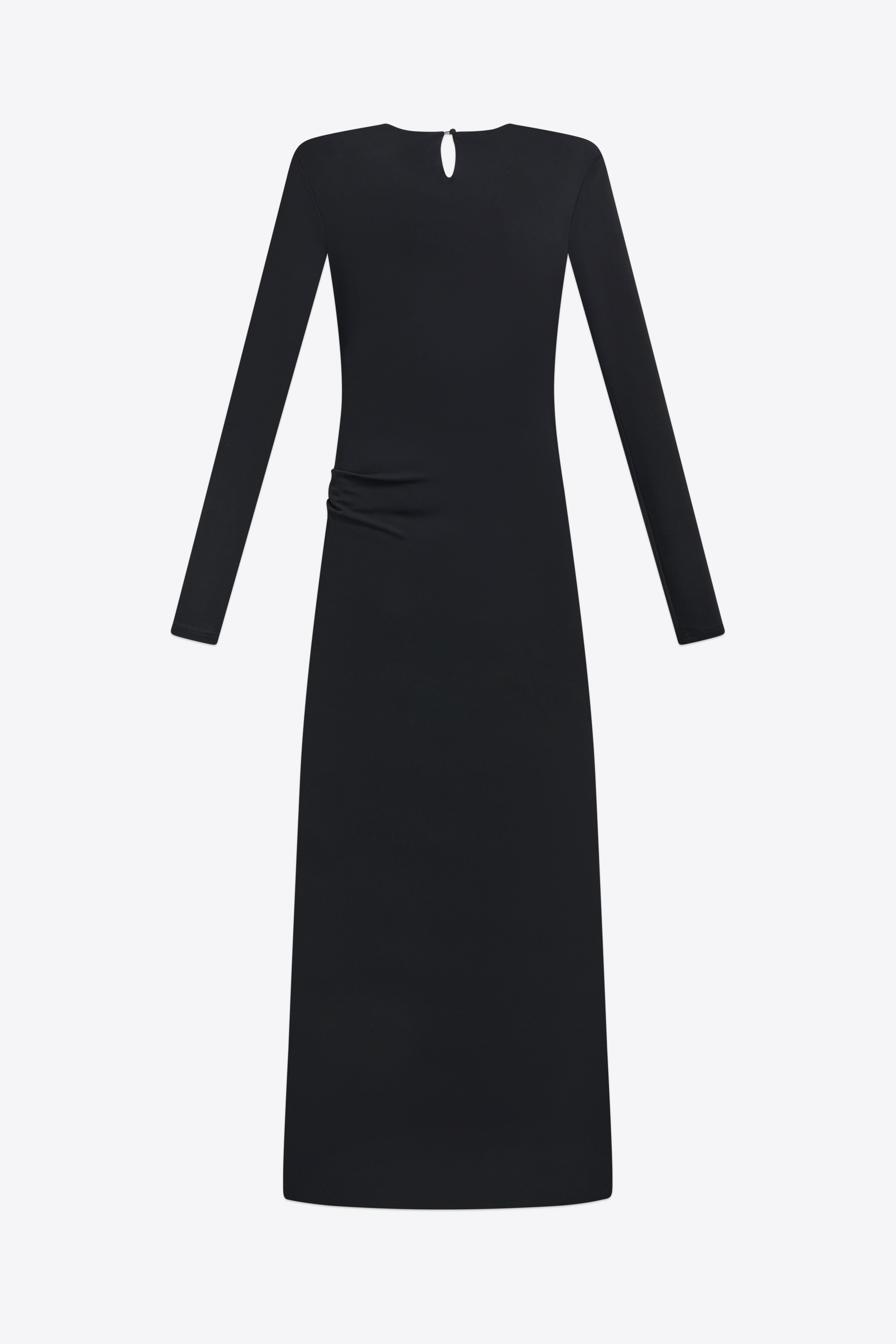 CRYSTAL CLUSTER DRAPED LONG SLEEVE GOWN - 2