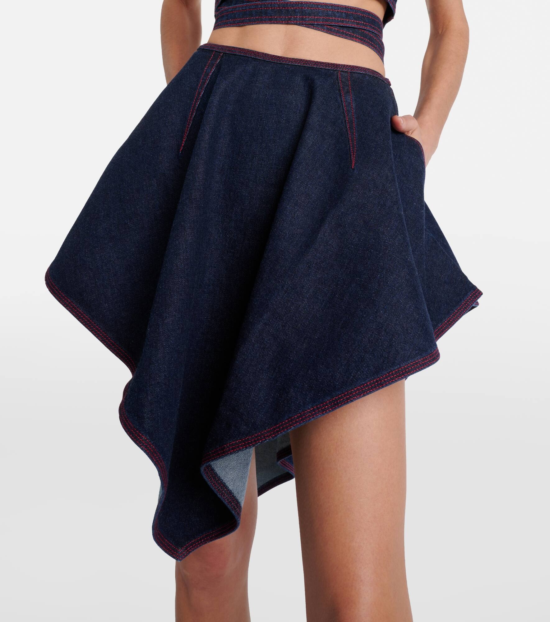 Triangle asymmetric denim miniskirt - 4