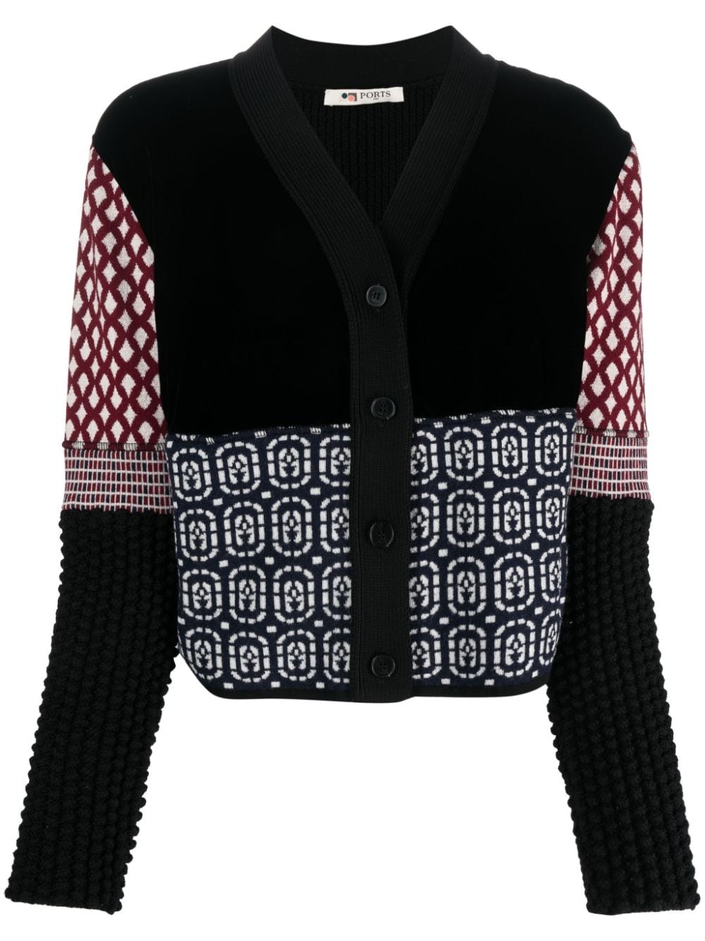 patterned-intarsia knit cardigan - 1