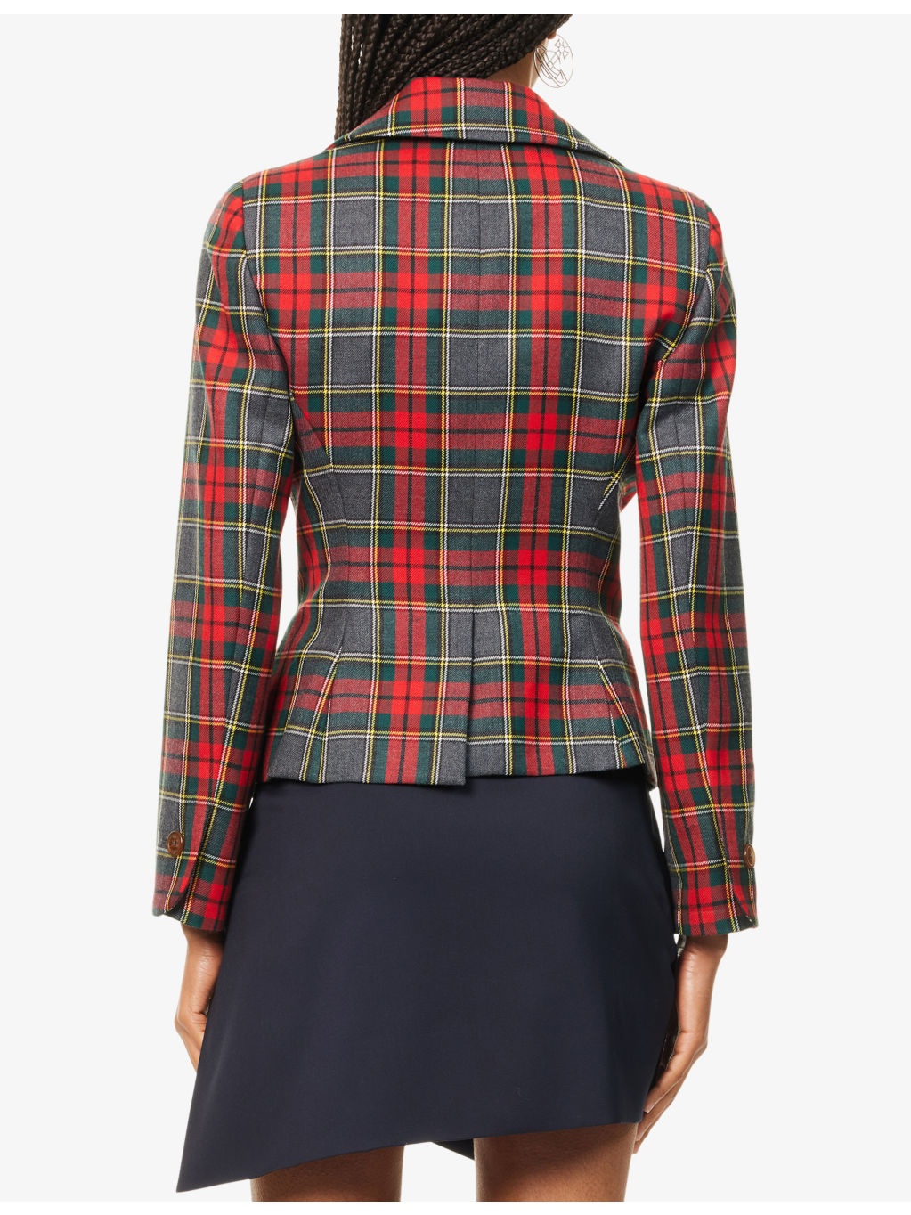 Drunken Check-Print Wool Blazer - 4