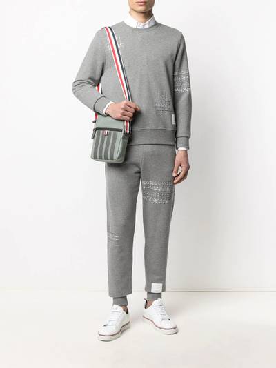 Thom Browne 4-Bar stripe canvas messenger bag outlook