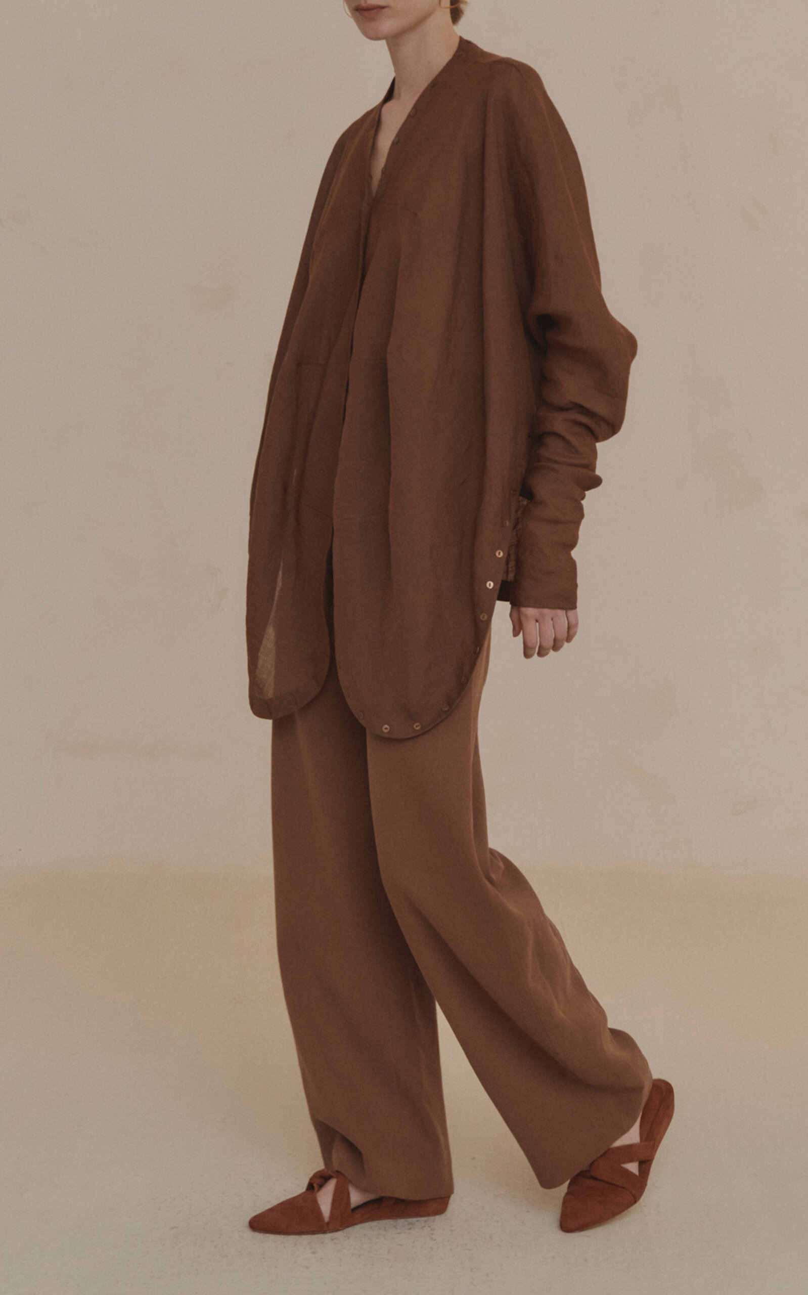 Piano Relaxed Button-Down Shirt brown - 5