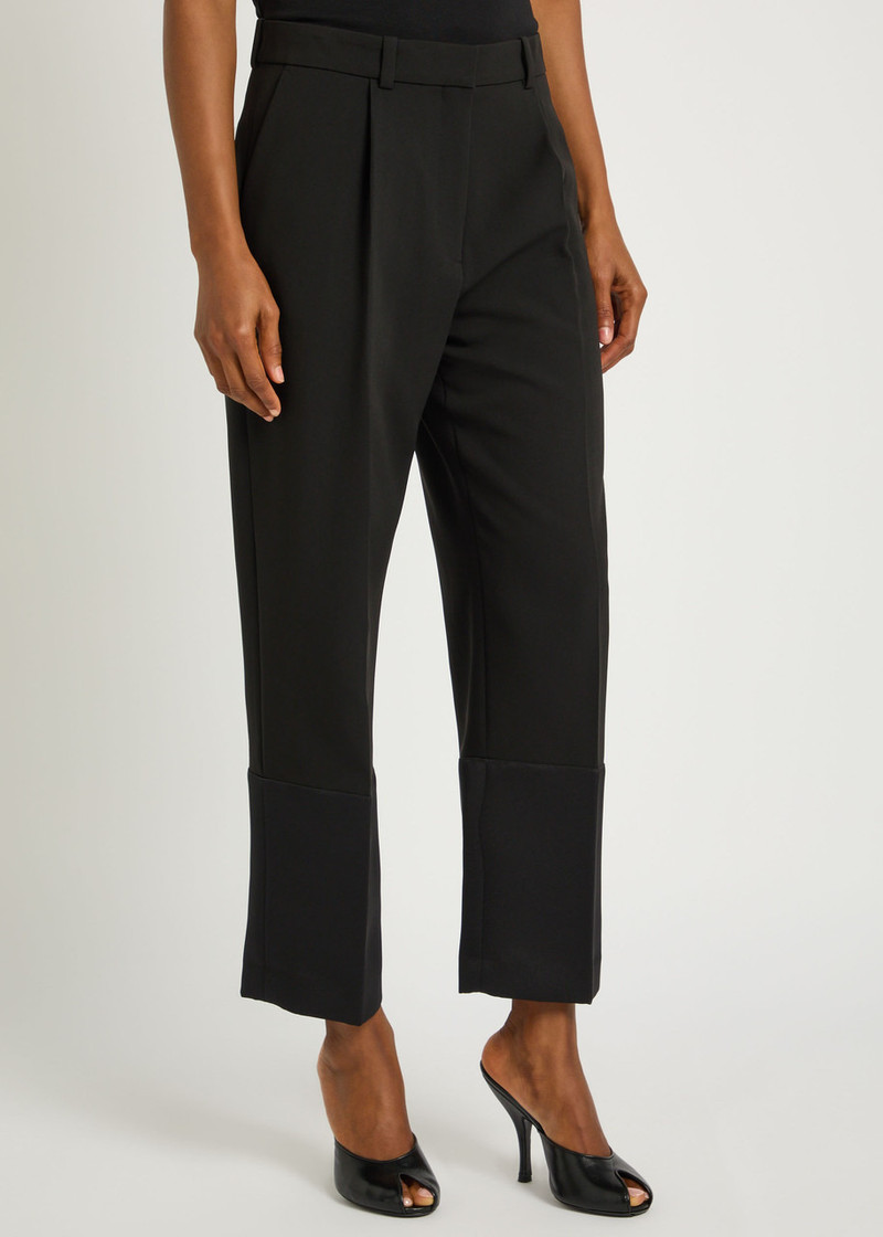 TORY BURCH Tory Burch Satin Cuffs Cropped Crepe Trousers outlook