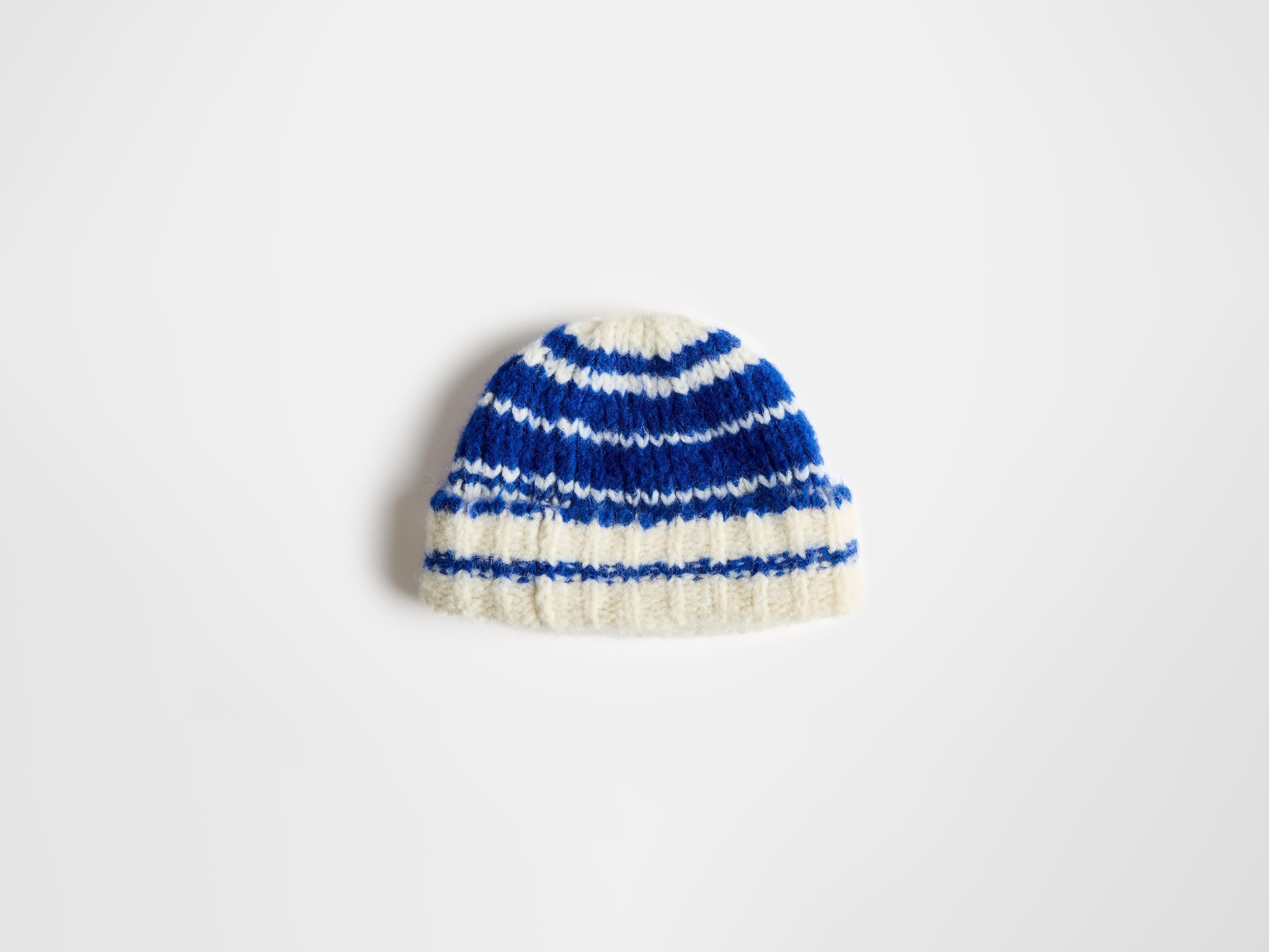 STRIPED BEANIE HAT IN ROYAL BLUE - 6