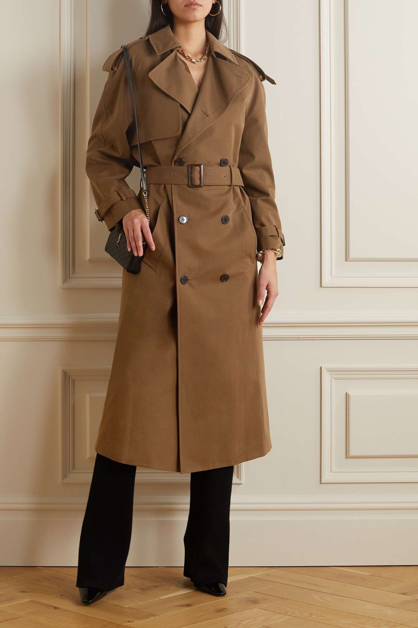 Belted double-breasted cotton-twill trench coat - 2