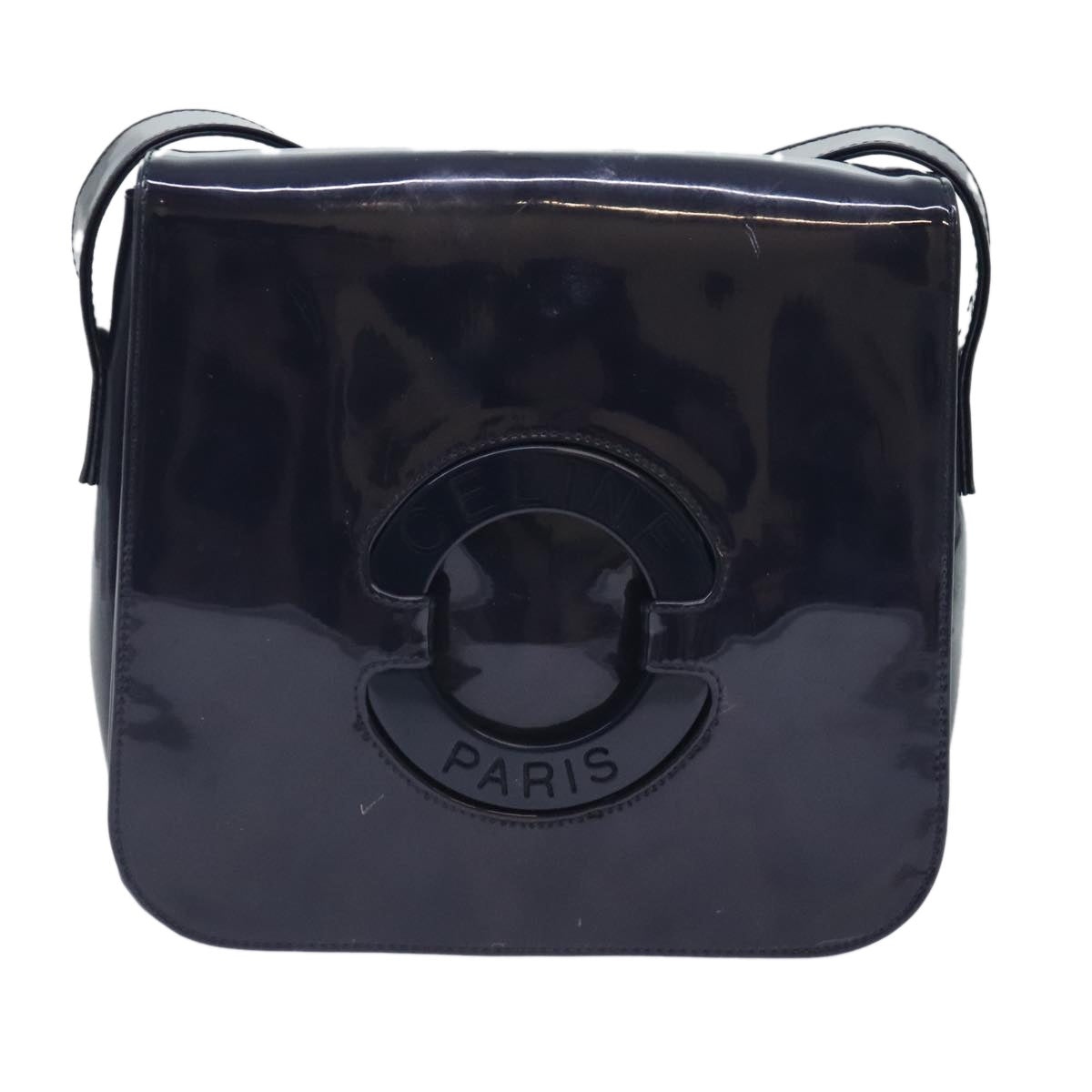 CELINE Circle Shoulder Bag Enamel Navy Silver - 2