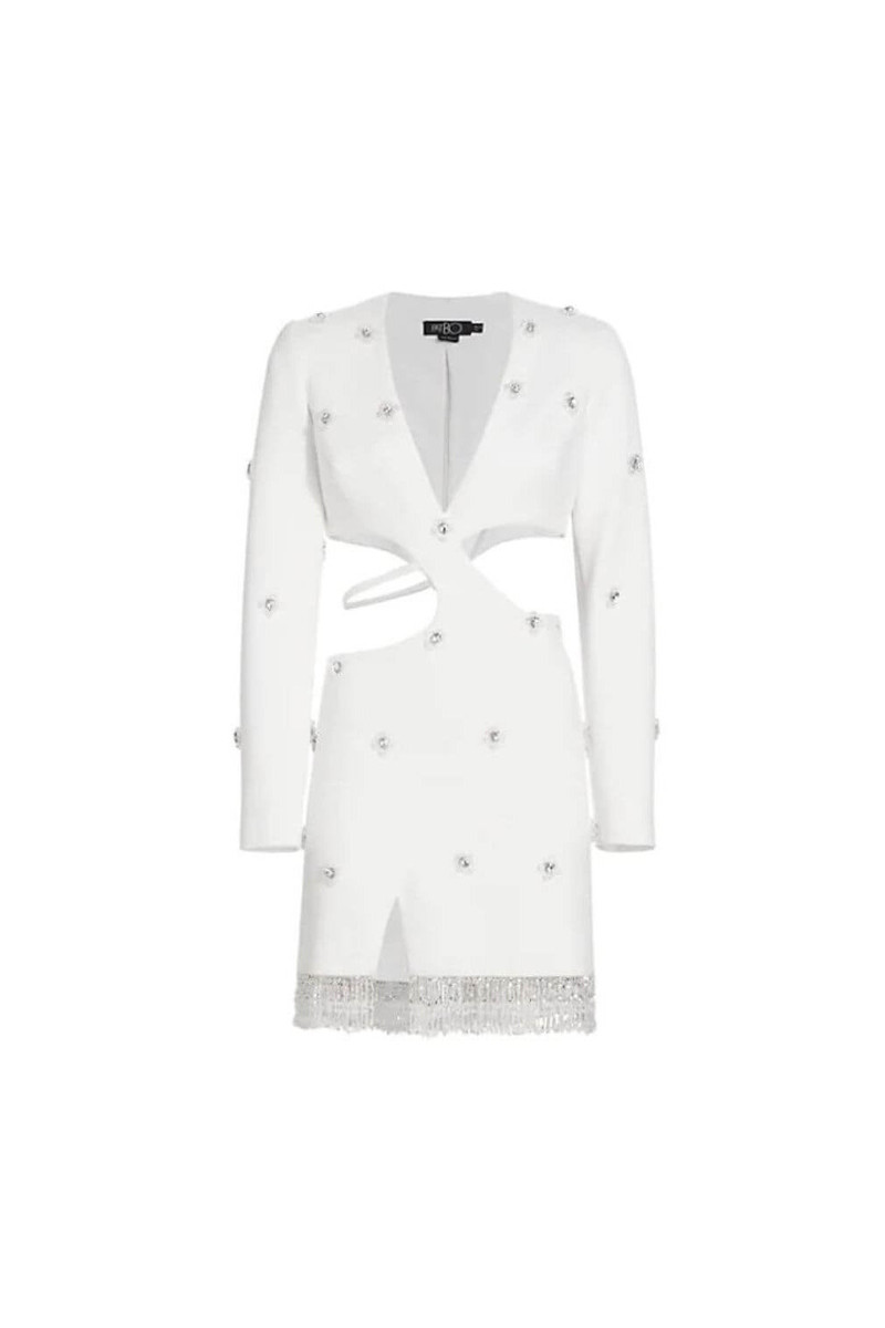 HAND-BEADED CUT-OUT BLAZER MINI DRESS 6