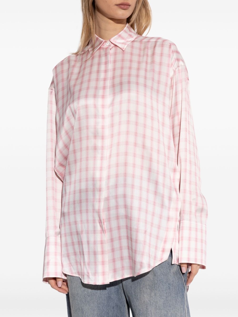 checked silk shirt - 3