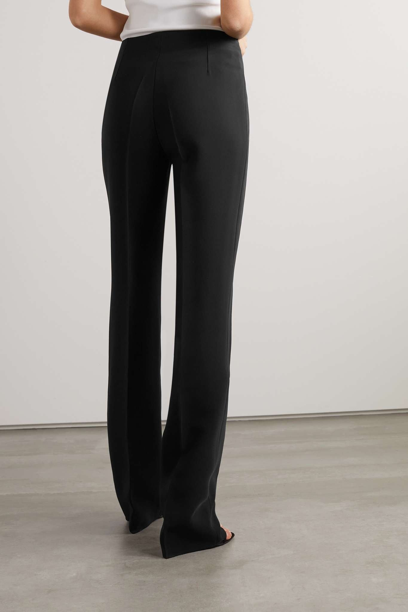 Pleated stretch-ponte straight-leg pants