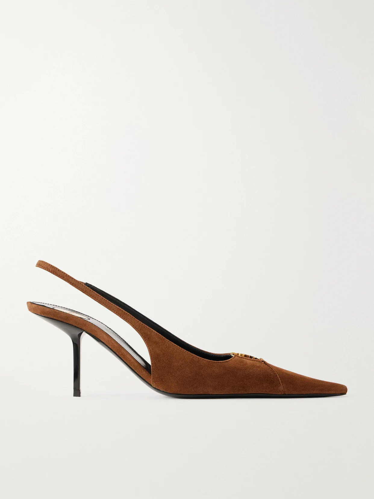 Babylone Glossed-leather Slingback Pumps - 1