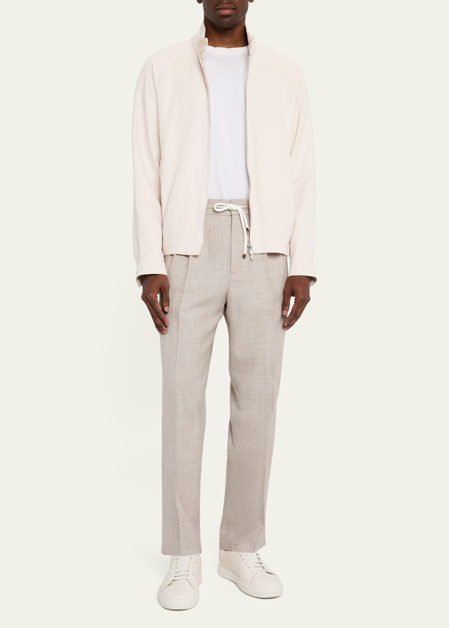 Men's Linen and Silk Full-Zip Bomber Jacket - 2