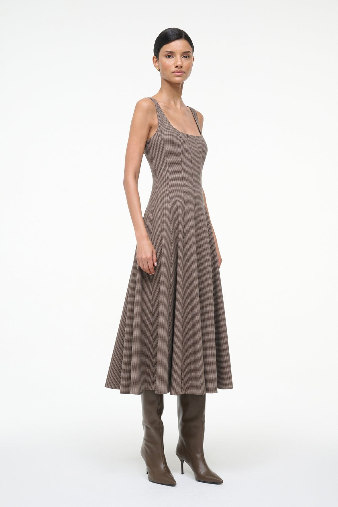 STAUD WELLS DRESS HOUNDSTOOTH - 3