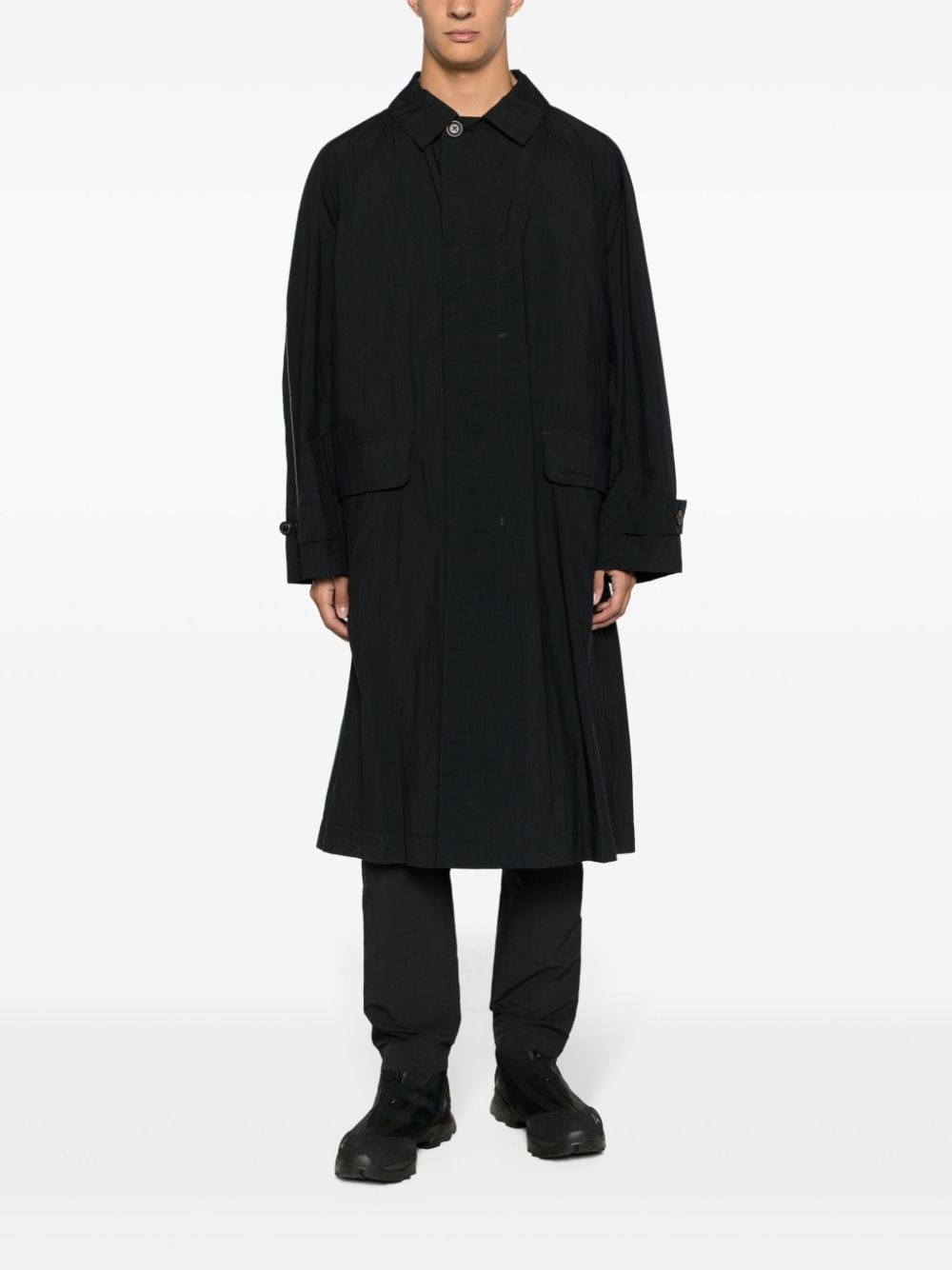 classic-collar long coat - 2