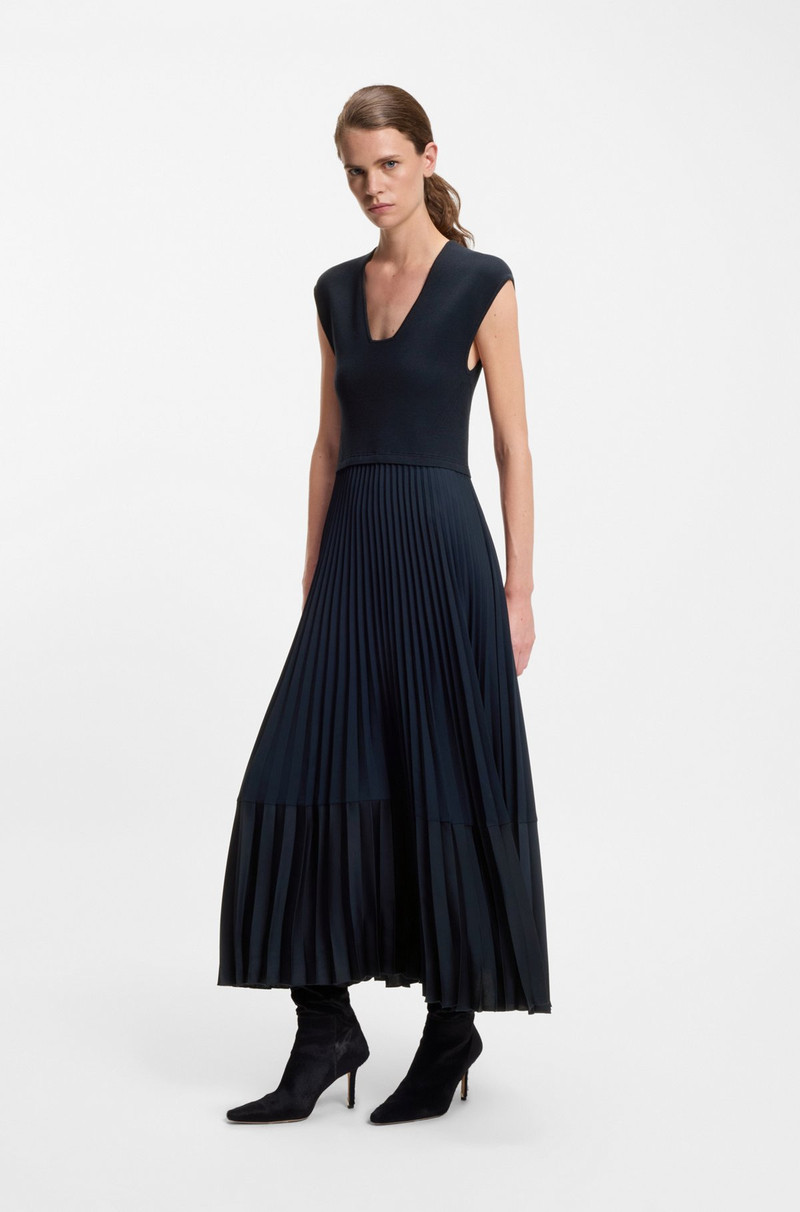 SLEEVELESS KNITTED DRESS WITH PLEATED SKIRT 2