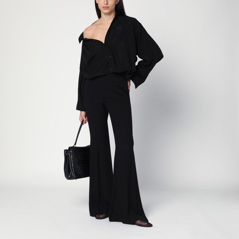 BALENCIAGA One-shoulder black shirt in poplin outlook