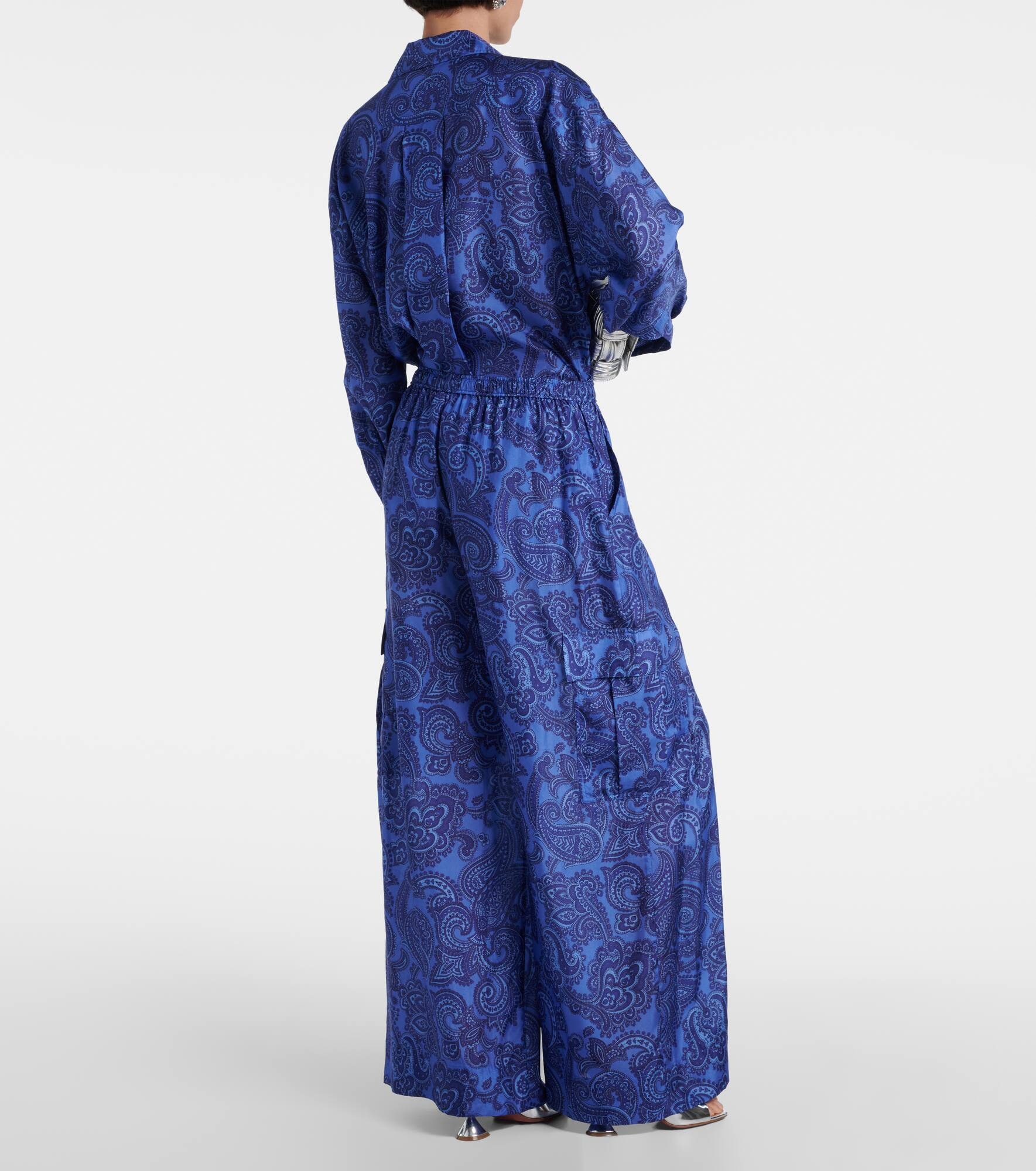 Ottie paisley silk habotai wide-leg pants - 3
