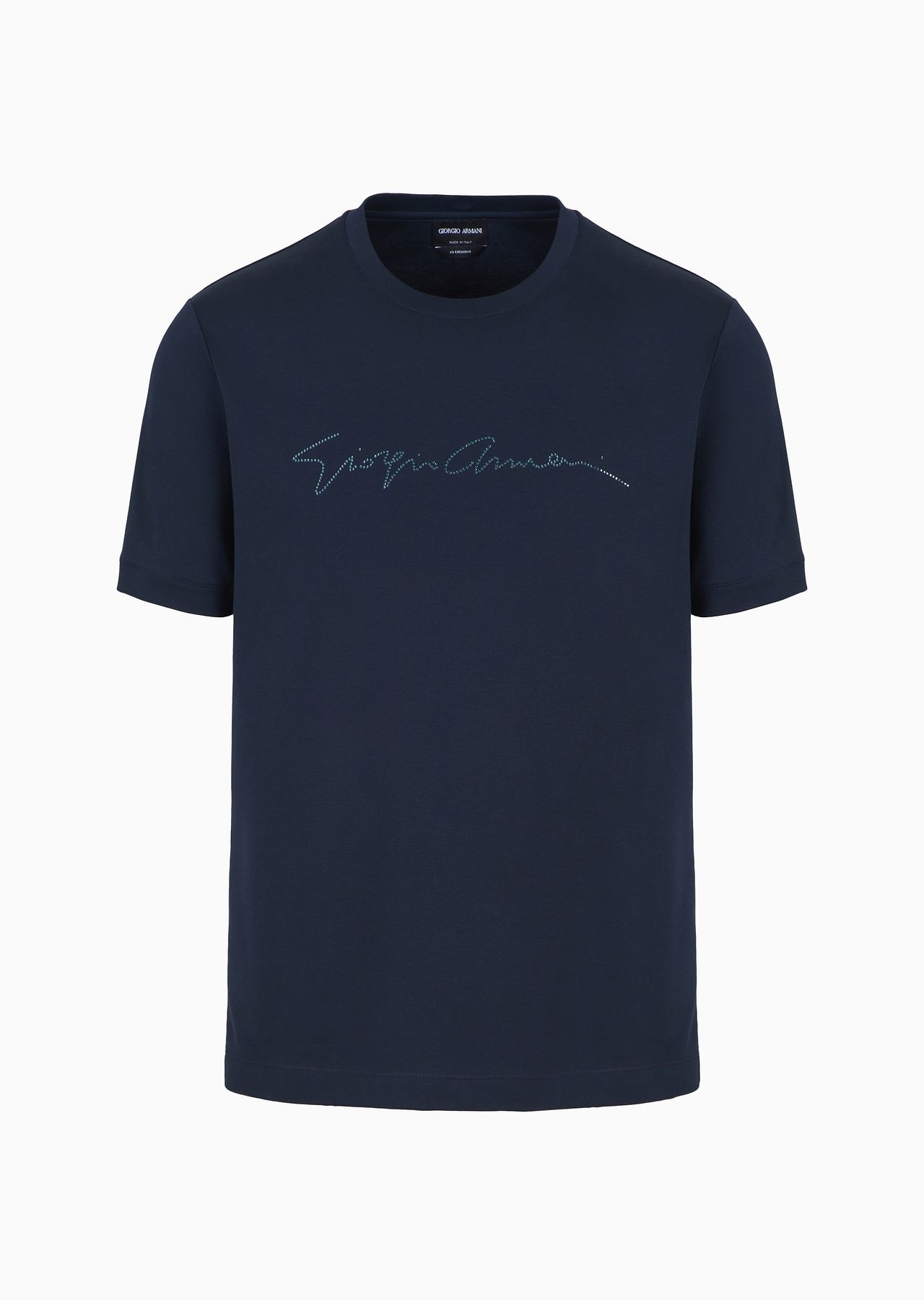 Rhinestone-embroidered, cotton-interlock T-shirt - 1