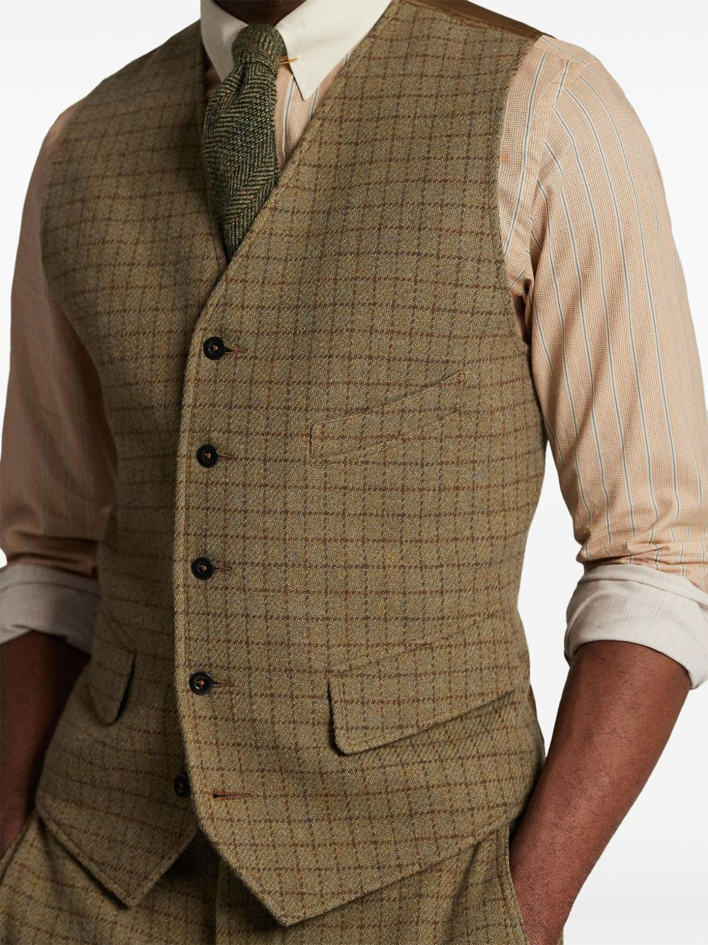 checked wool waistcoat - 5