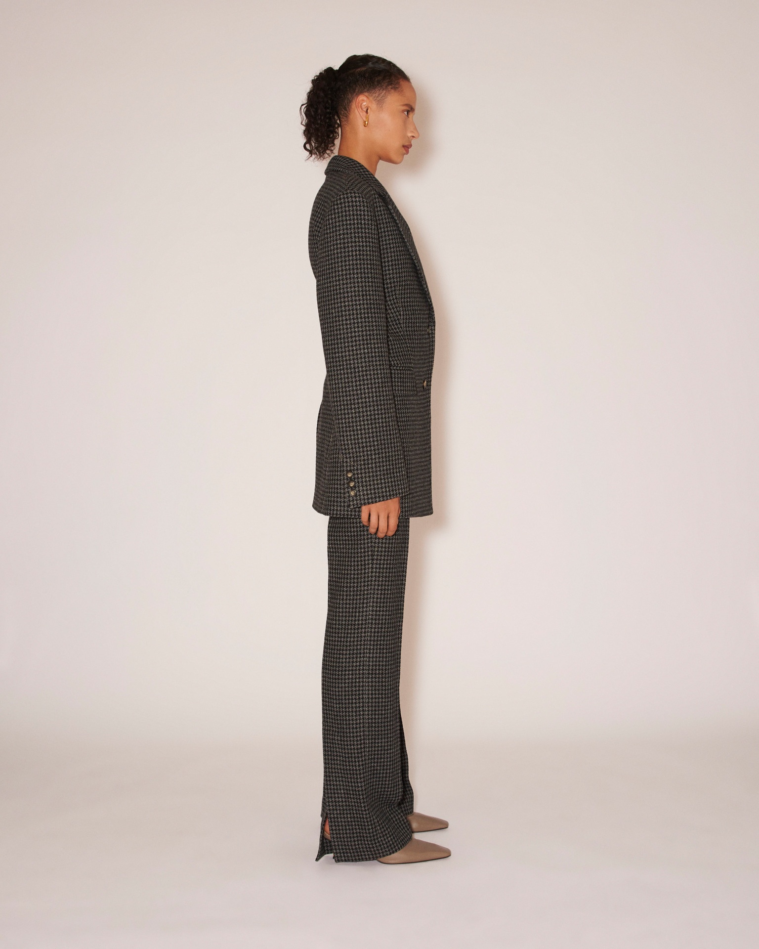 MANOUK - Wool houndstooth relaxed fit jacket - Grey&Black - 3