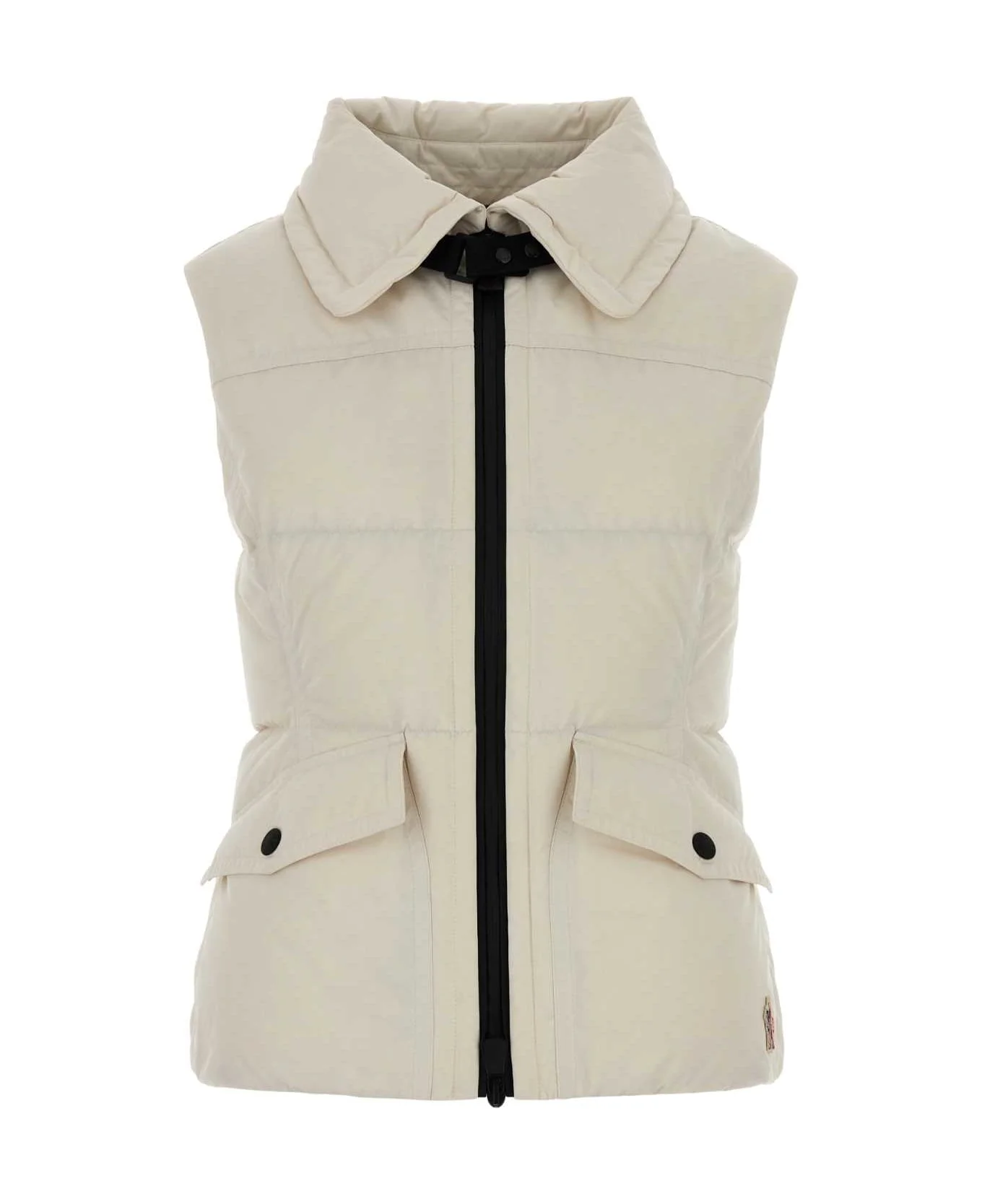 Ivory Polyester Sleeveless Hallaine Down Jacket - 1