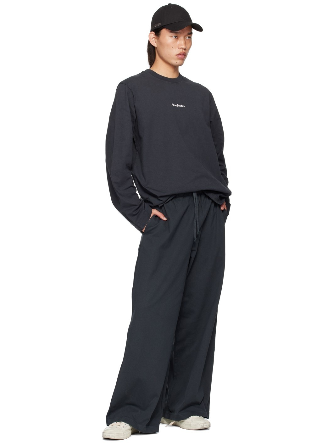 Black Printed Logo Stamp Sweatpants - 4