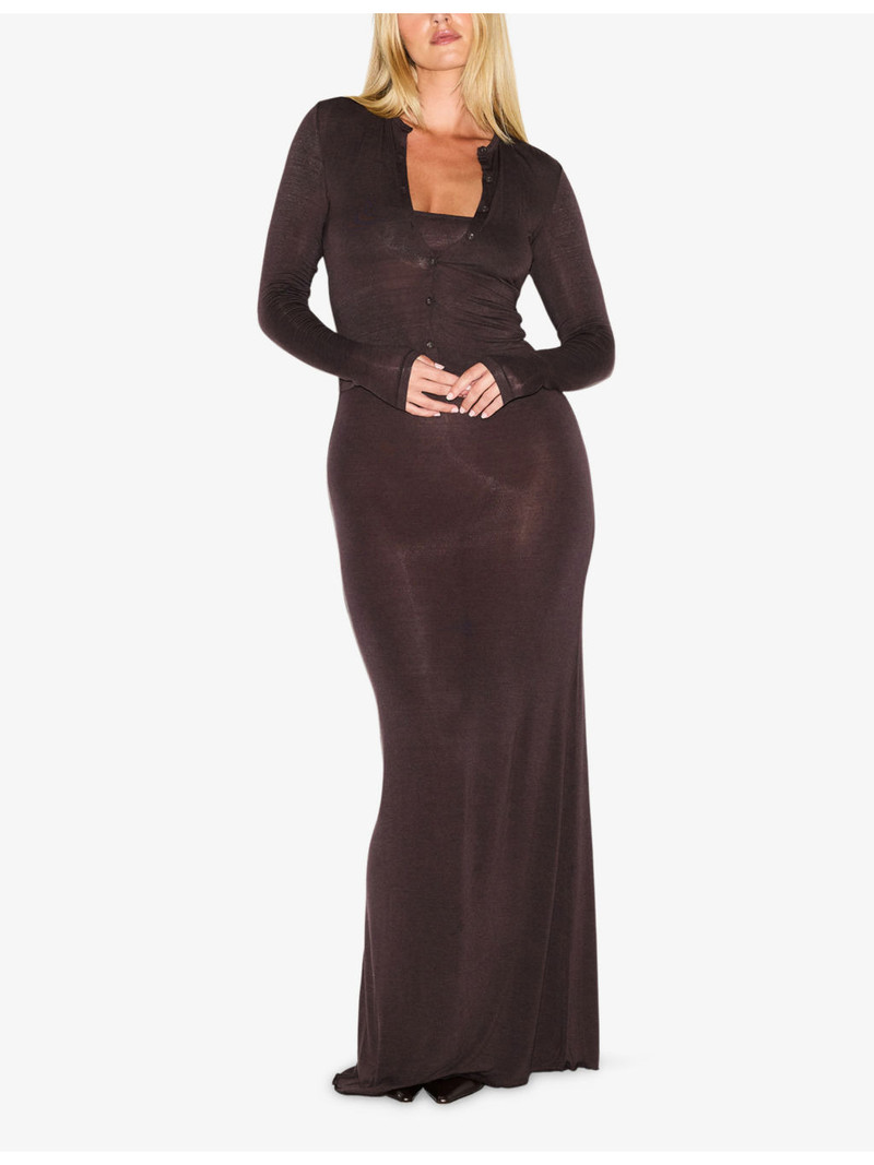 SKIMS Sheer Round-Neck Stretch-Modal Cardigan outlook