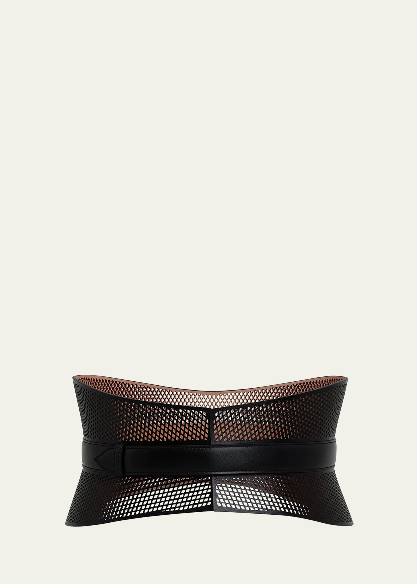 Curved Wide Bustier Leather Belt - 1