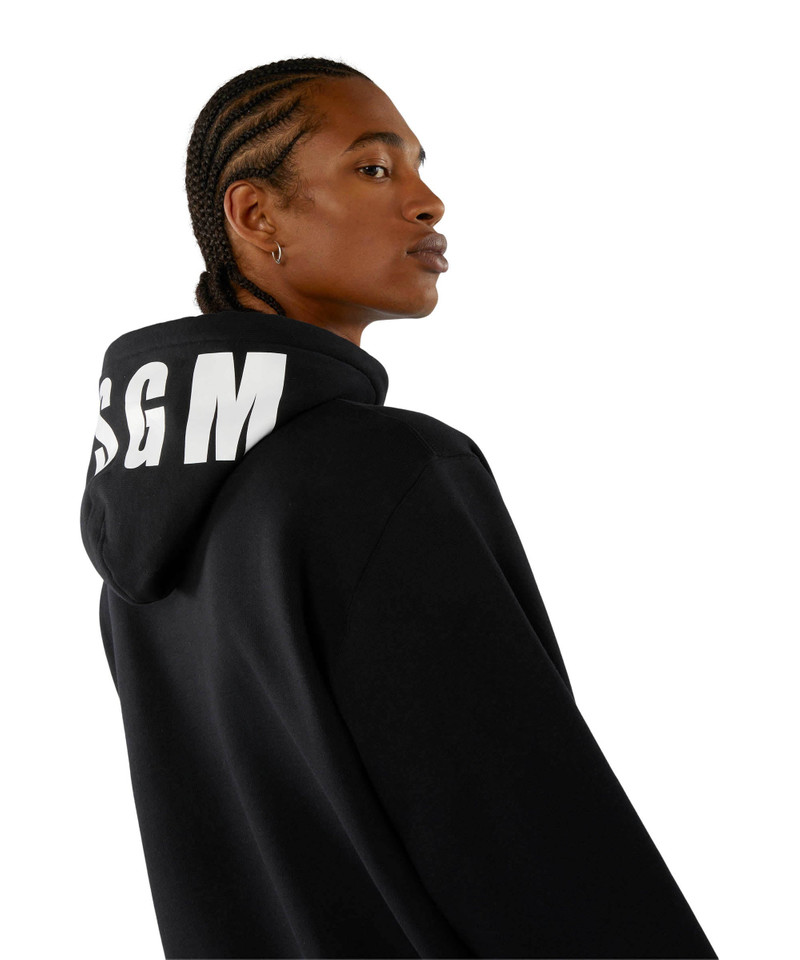 Cotton sweatshirt with a maxi logo on the hood 5
