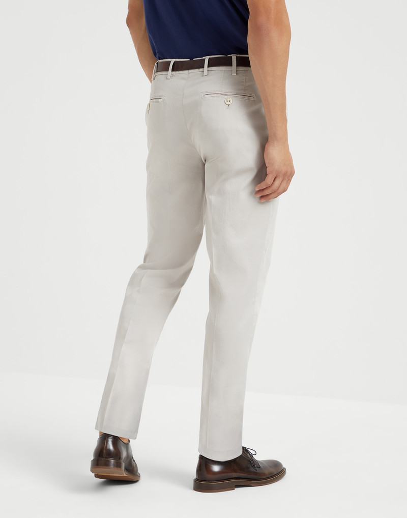 Brunello Cucinelli Garment-dyed Italian fit trousers in American Pima comfort cotton gabardine outlook