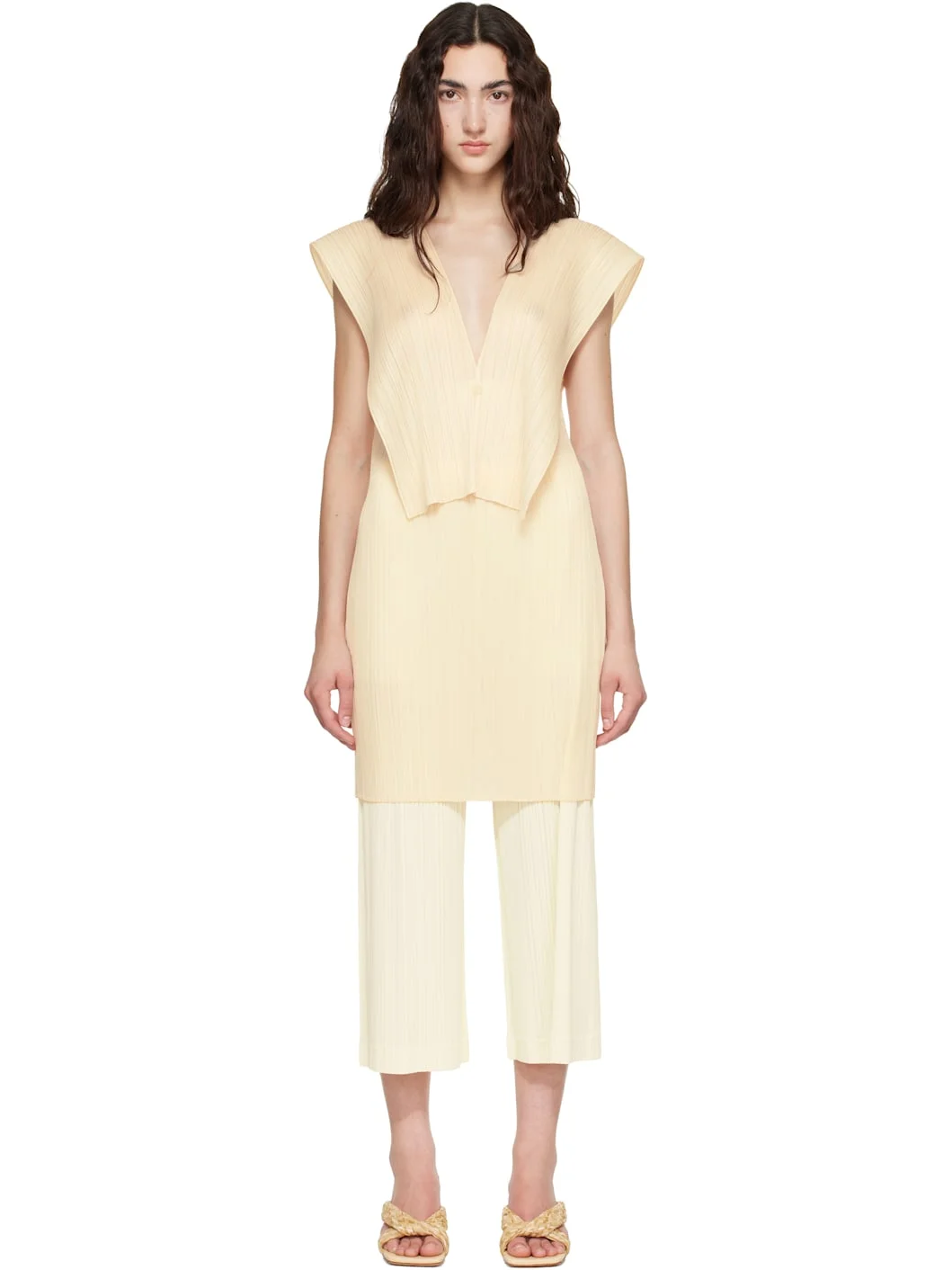 Beige Lucid Pleats Top - 1