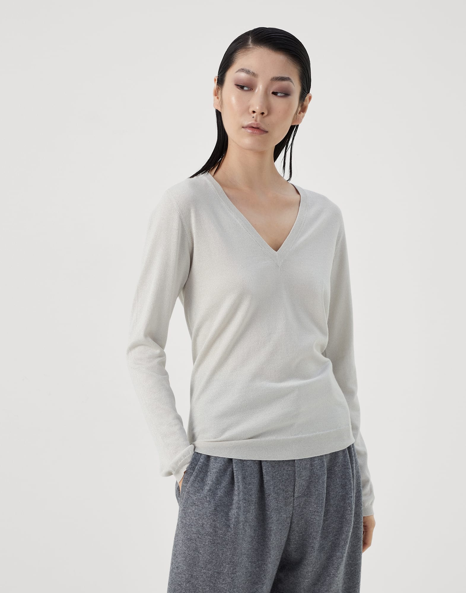 Cashmere and silk sparkling lightweight sweater - 1