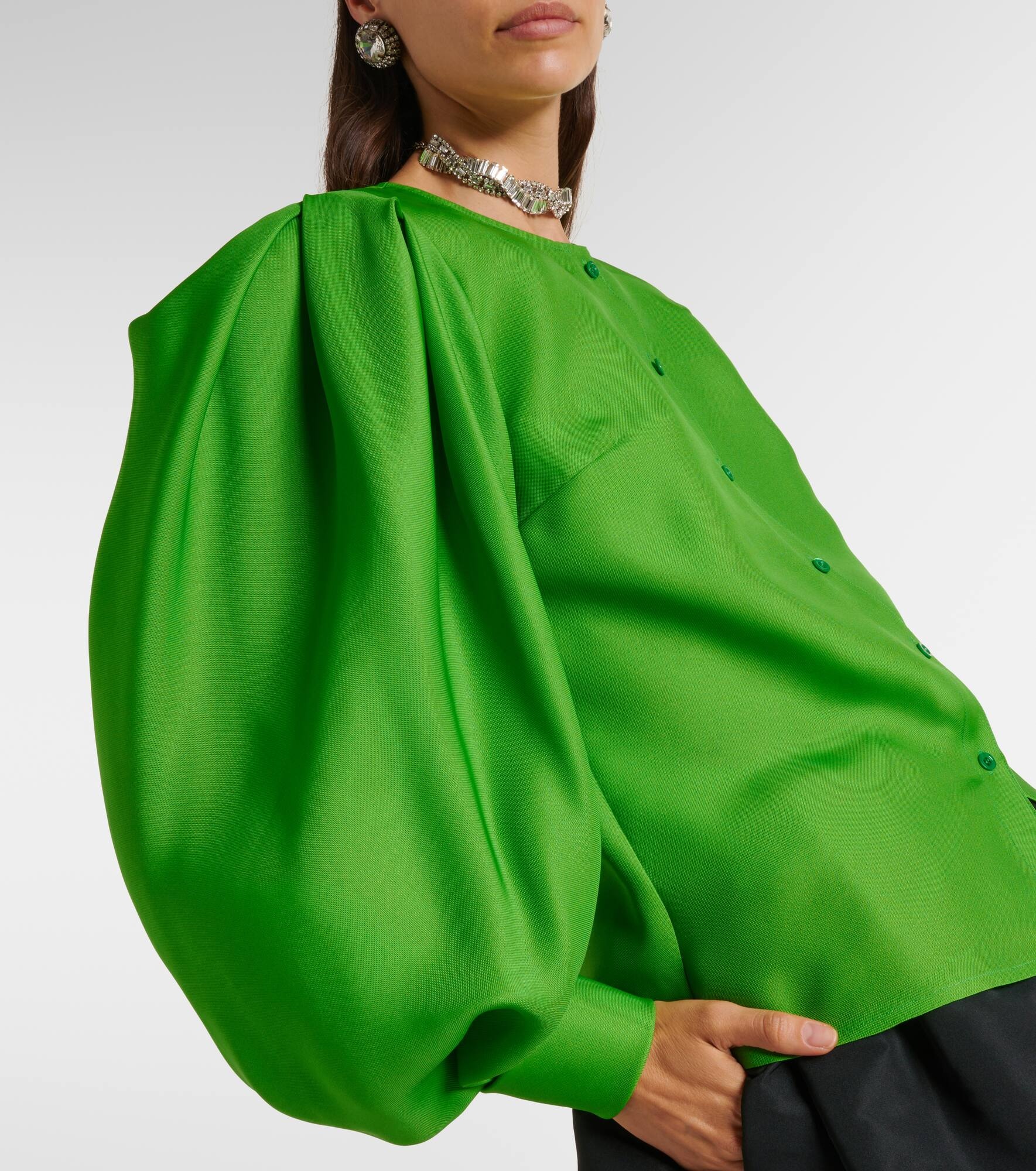Puff-sleeve silk blouse - 6