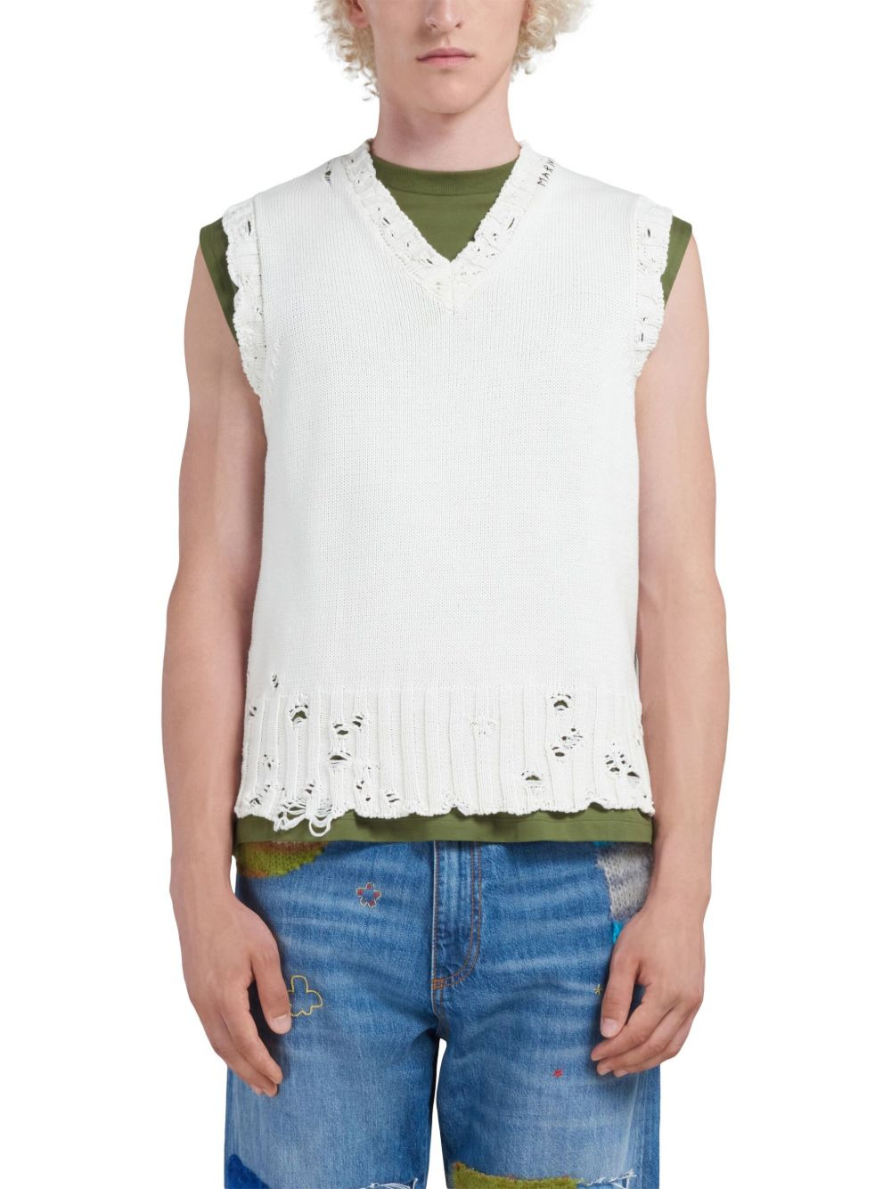 distressed sweater vest - 2