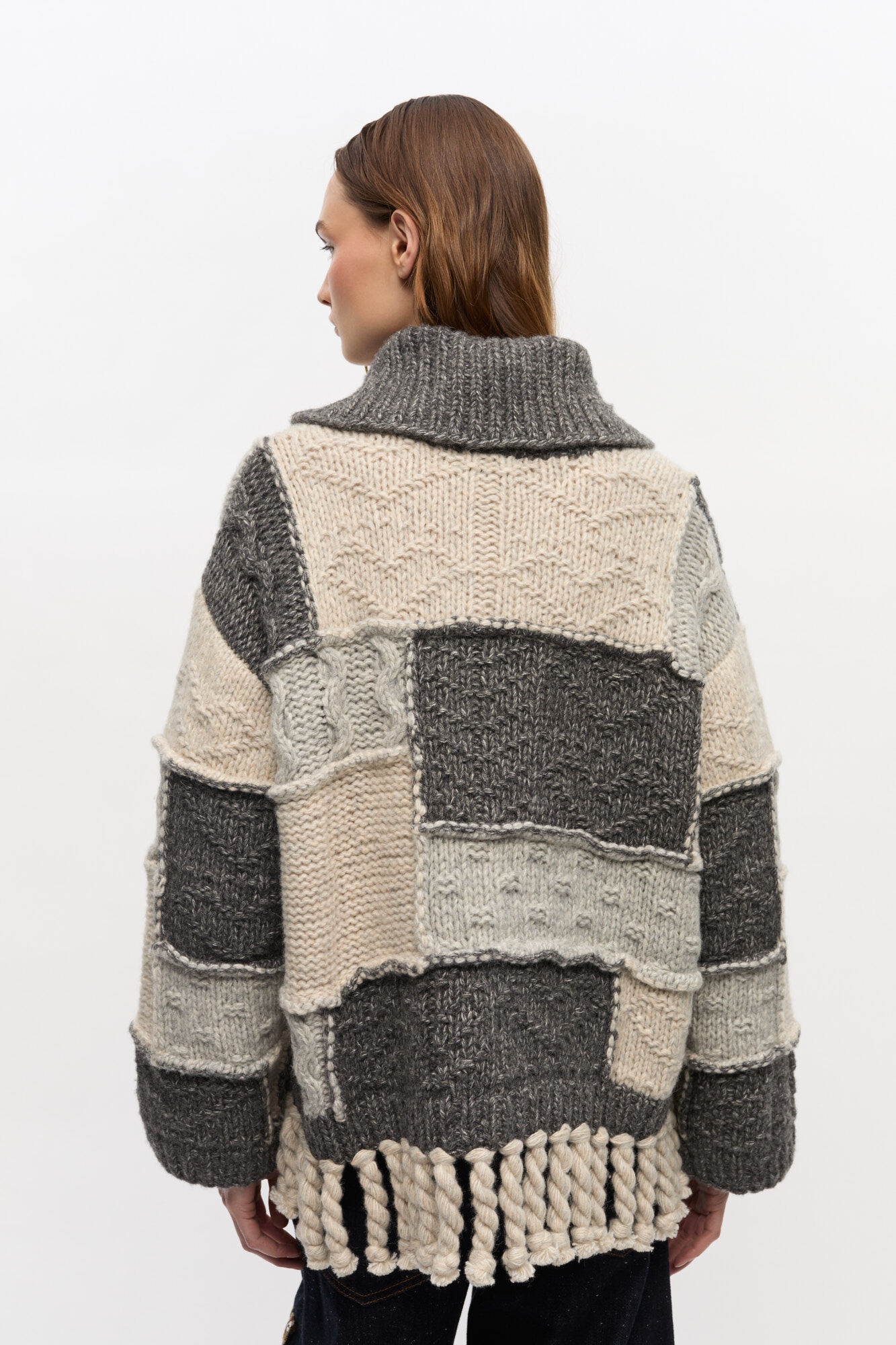 PATCHWORK FRINGE SWEATER - 5