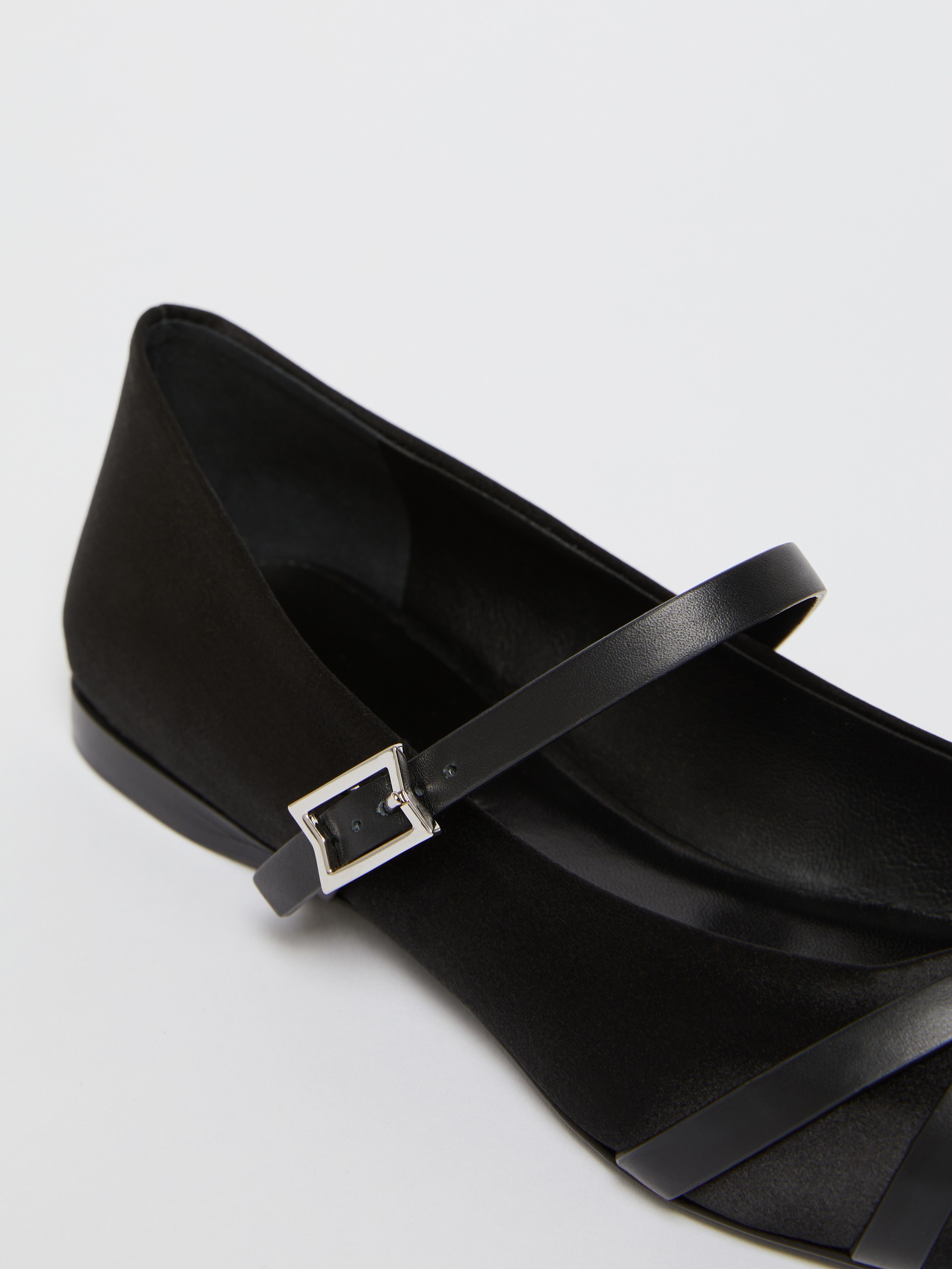 SATINFLAT Satin and leather ballerinas - 5