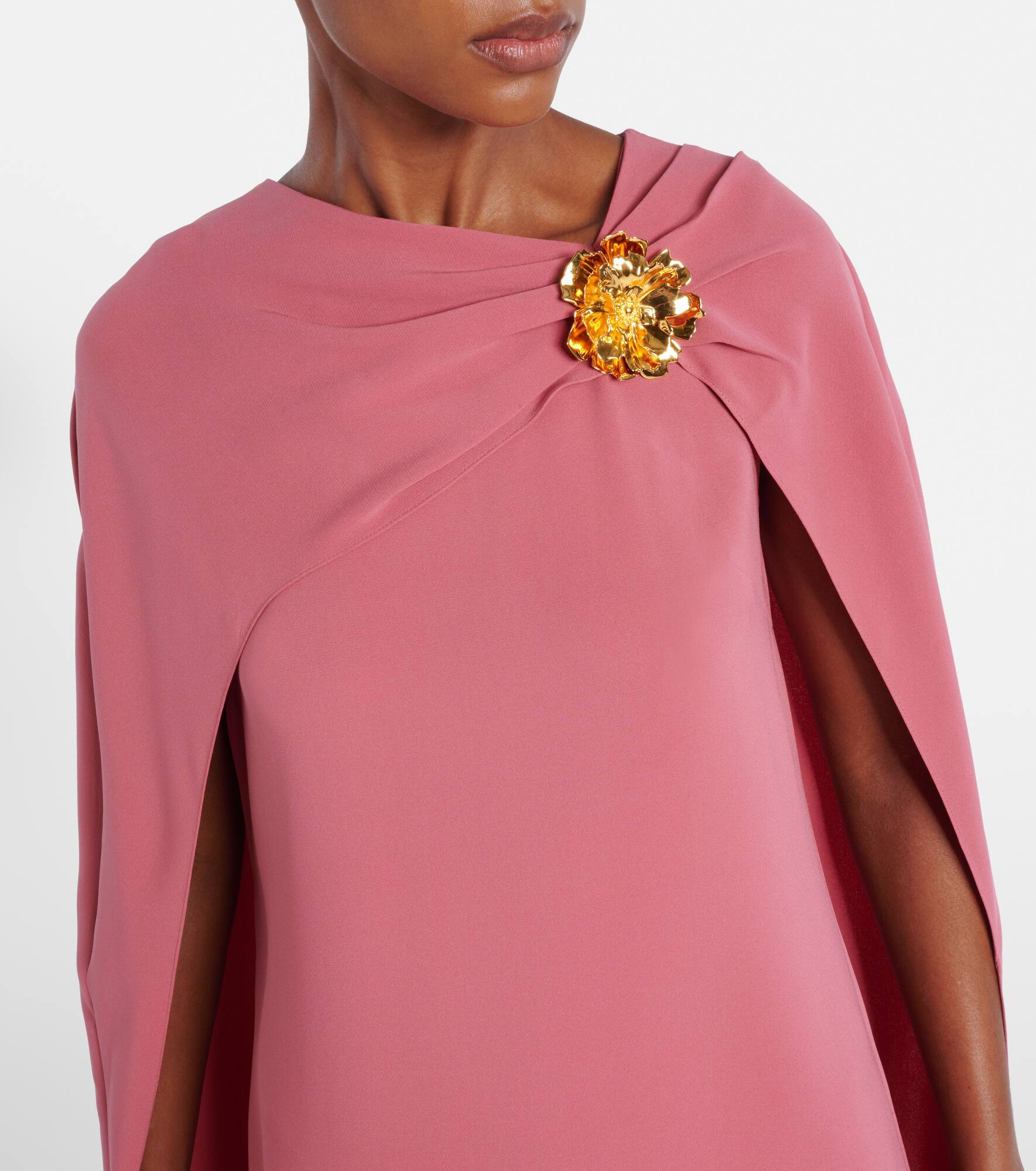 Caped silk-blend gown - 4