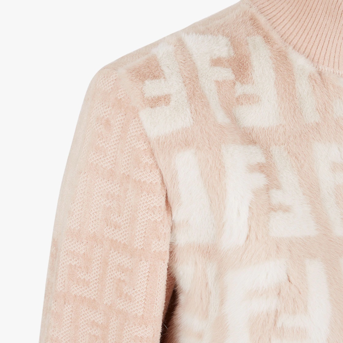 Pale pink mink bomber jacket - 3